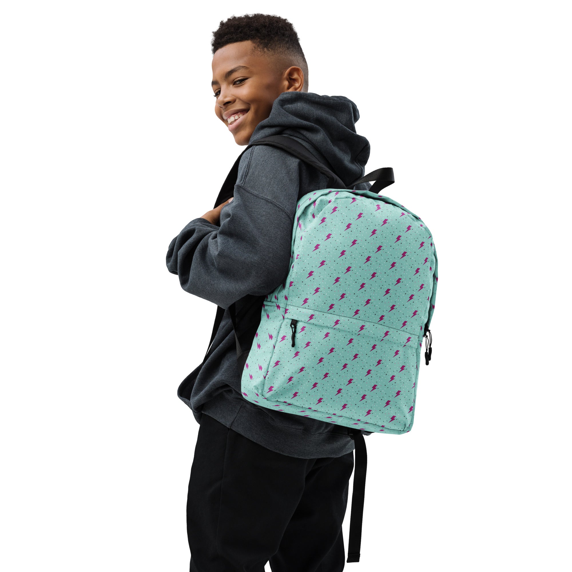 Preppy Green Daze Lightning Bolts Pattern Backpack