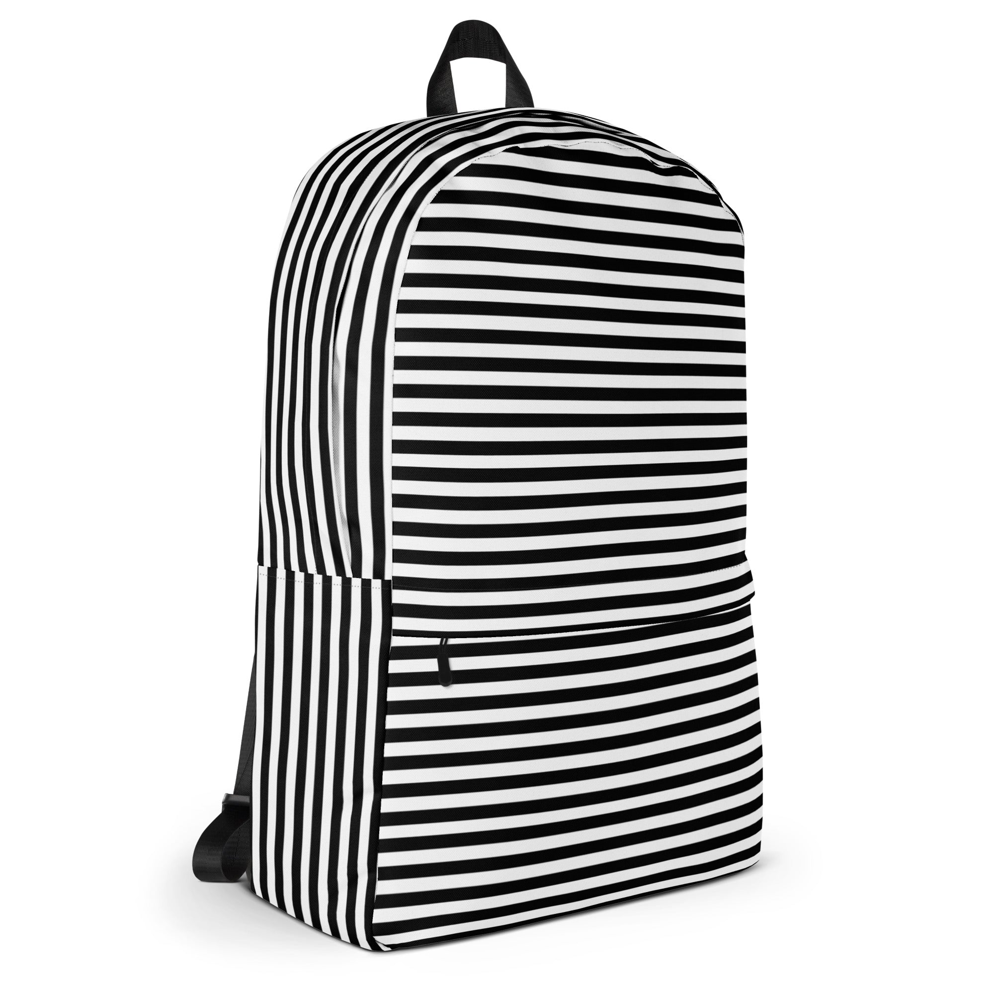 Preppy Black & White Horizontal Striped Lines Backpack
