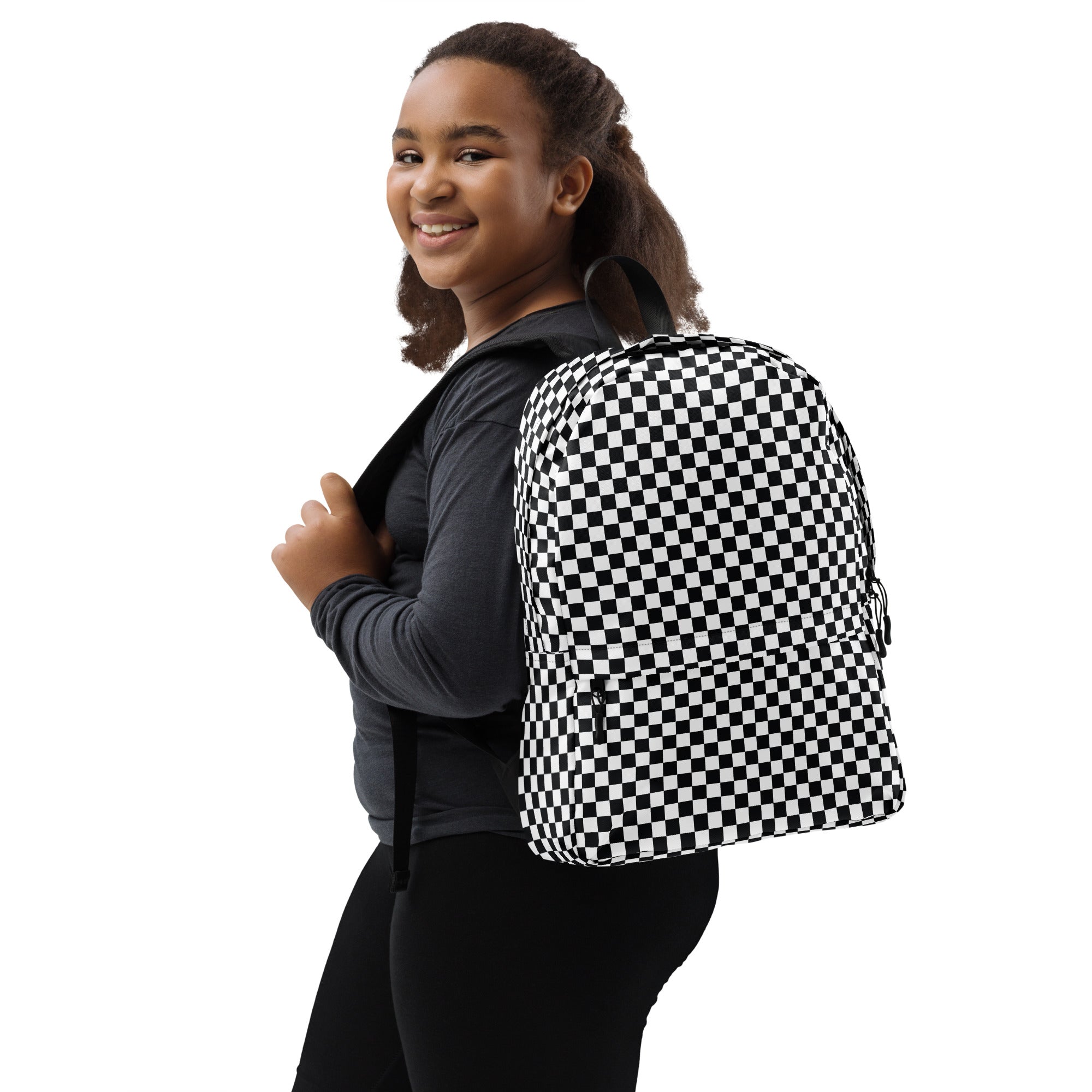Preppy Black and White Checkered Backpack