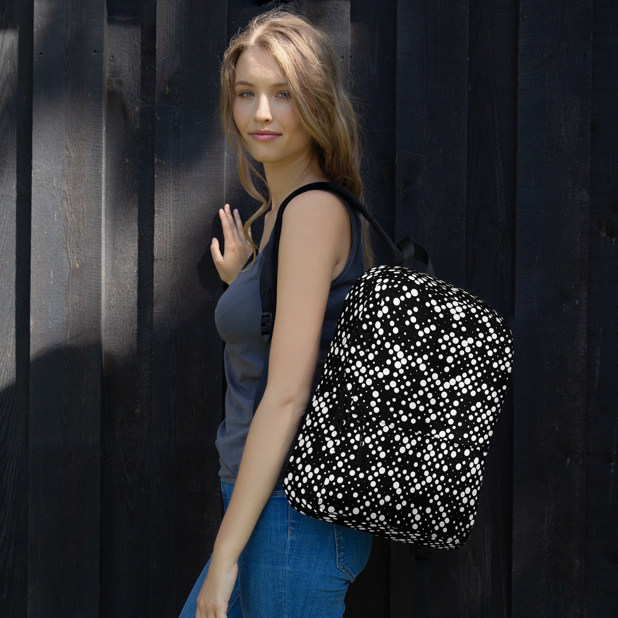 Minimal Geometrical Halftone Circle Bubbles Print Backpack