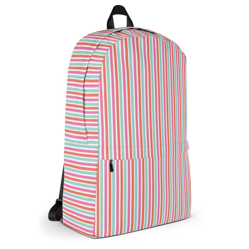 Preppy Fashion Multicolor Striped Ladies Designer Backpack