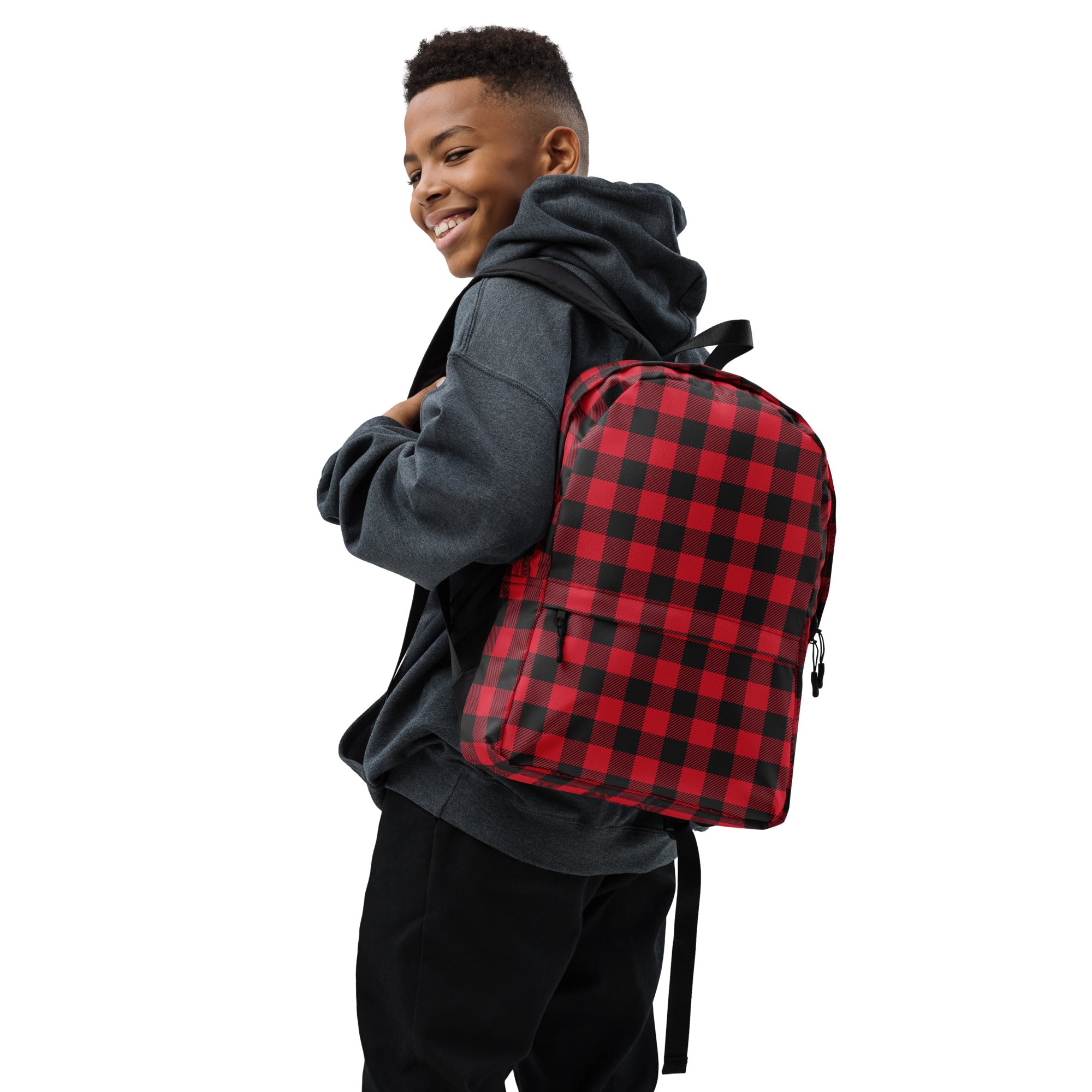 Classic Buffalo Plaid Red & Black Checkered Backpack