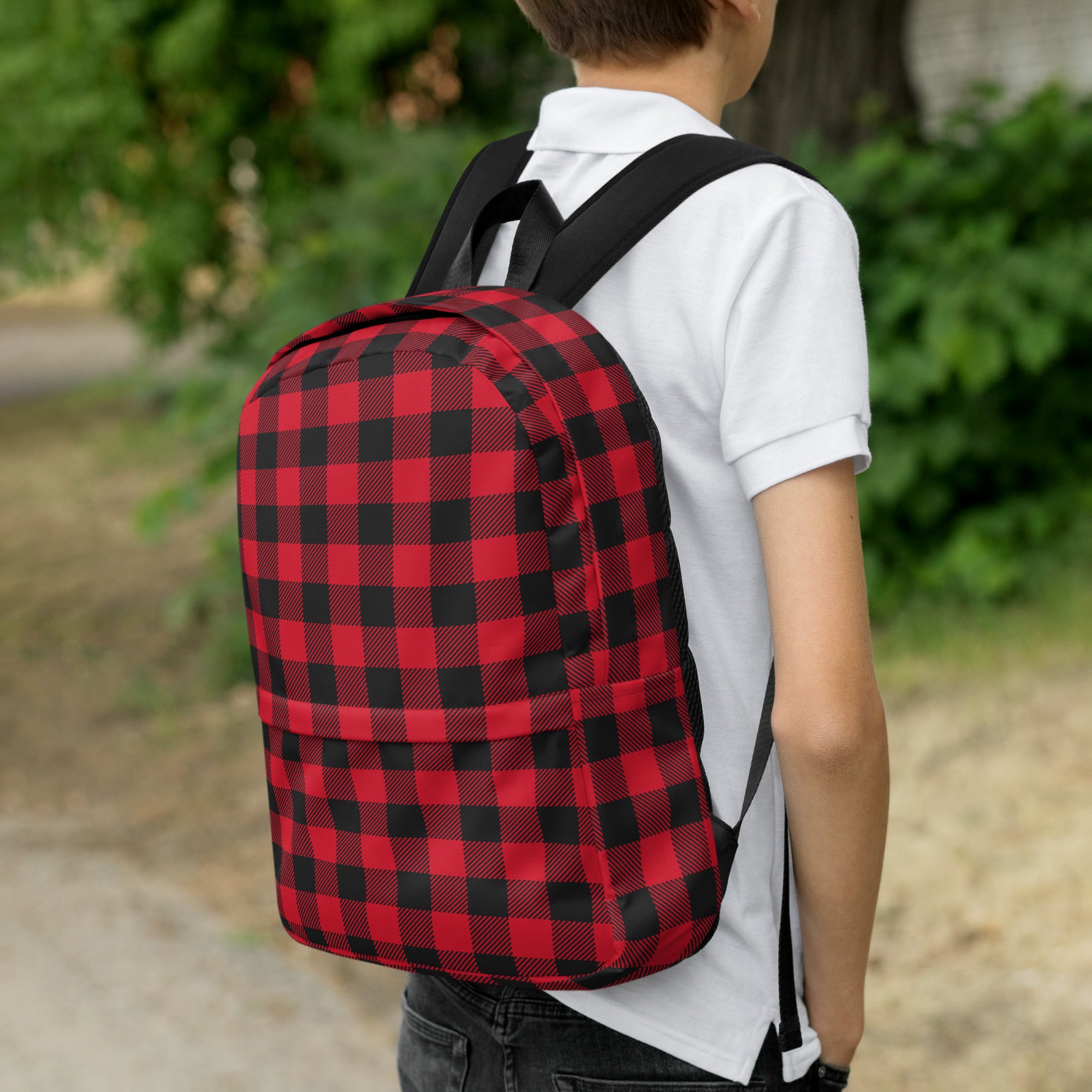Classic Buffalo Plaid Red & Black Checkered Backpack