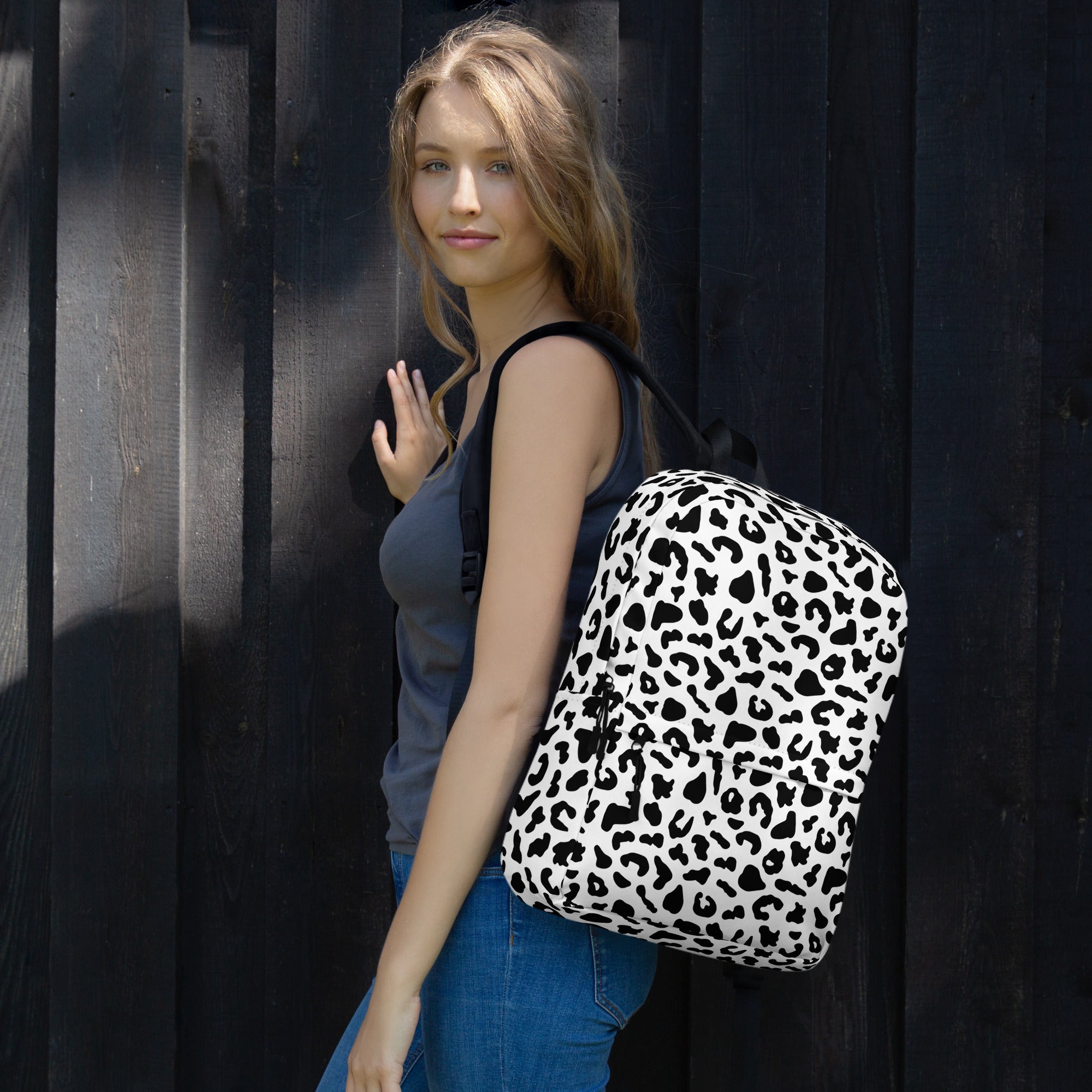 Preppy Cool Snow Leopard Print Backpack