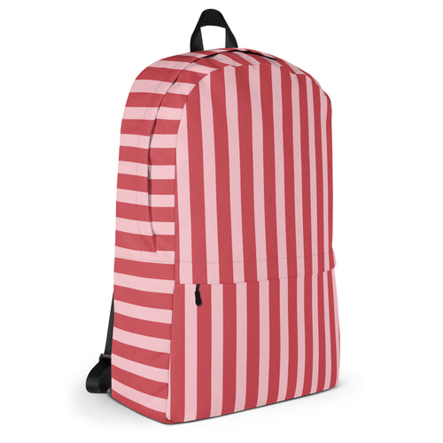 Preppy Pink Red Stripe Cute Aesthetic Backpack