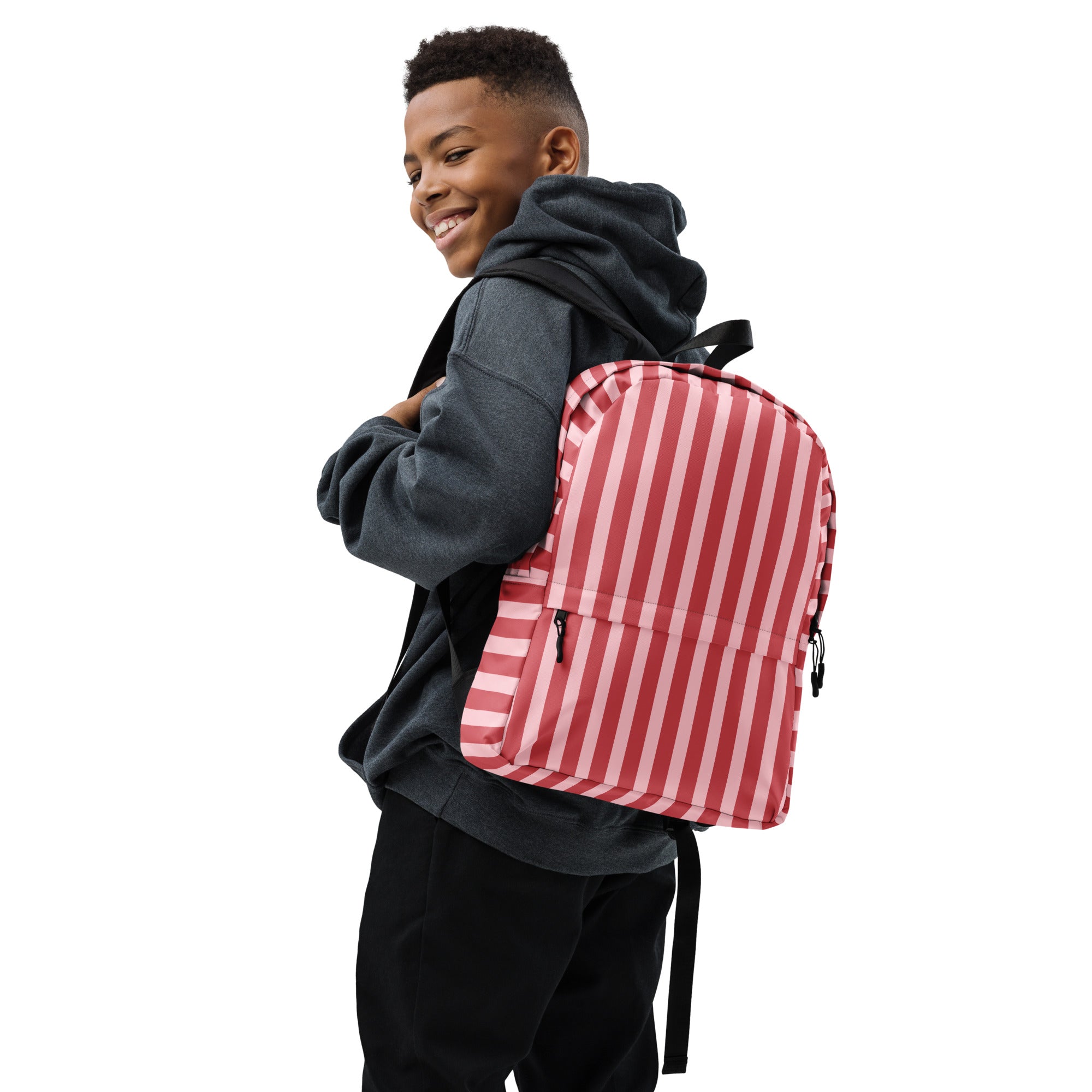 Preppy Pink Red Stripe Cute Aesthetic Backpack