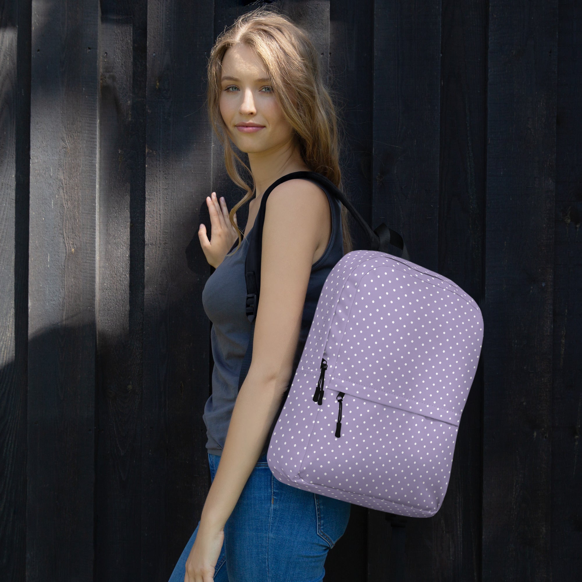 Preppy Purple Vintage Mini Polka Dot Aesthetic Backpack