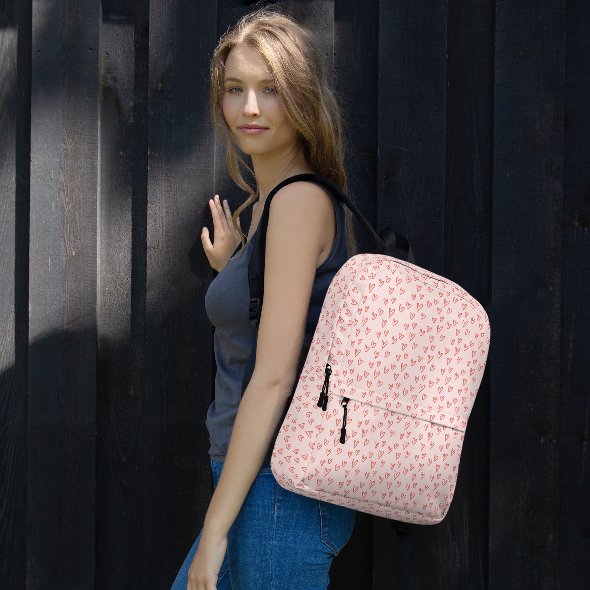 Preppy Cute Pink Little Hearts Valentines Backpack