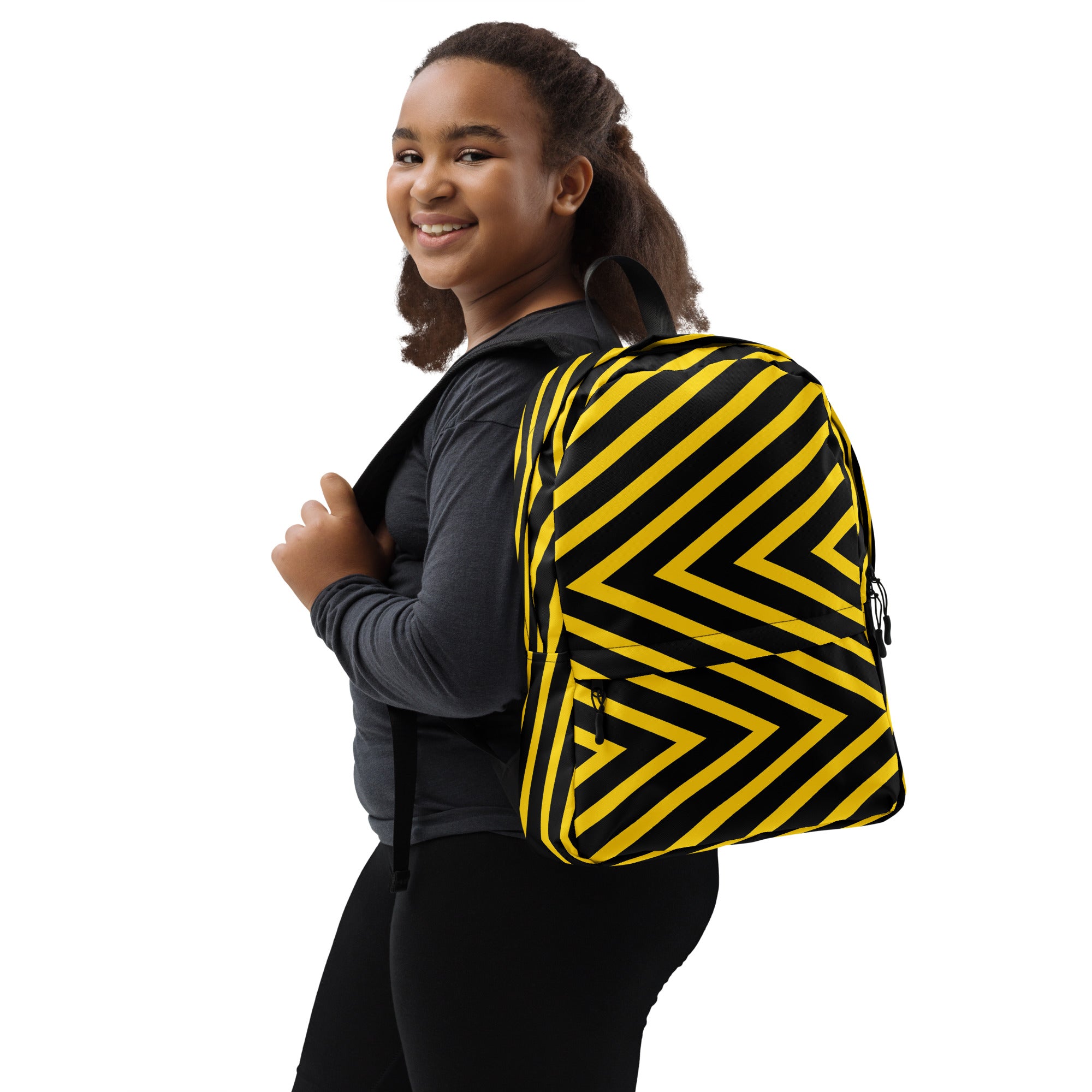 Trendy Black & Yellow Geometric Backpack
