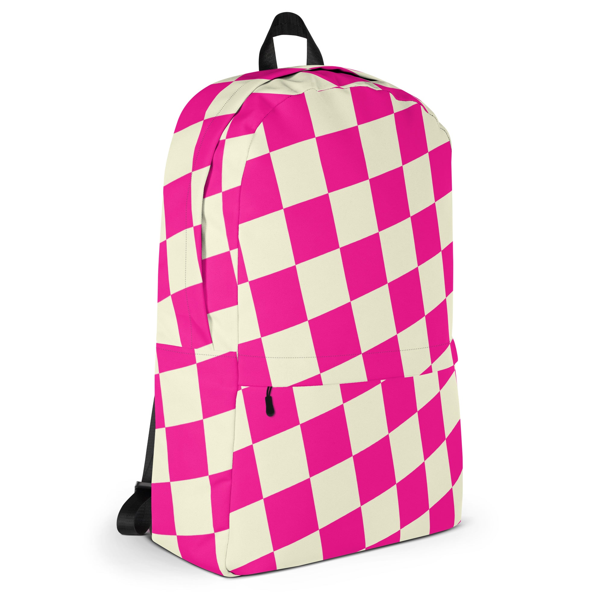 Preppy Style Pink Checkered School Backpack