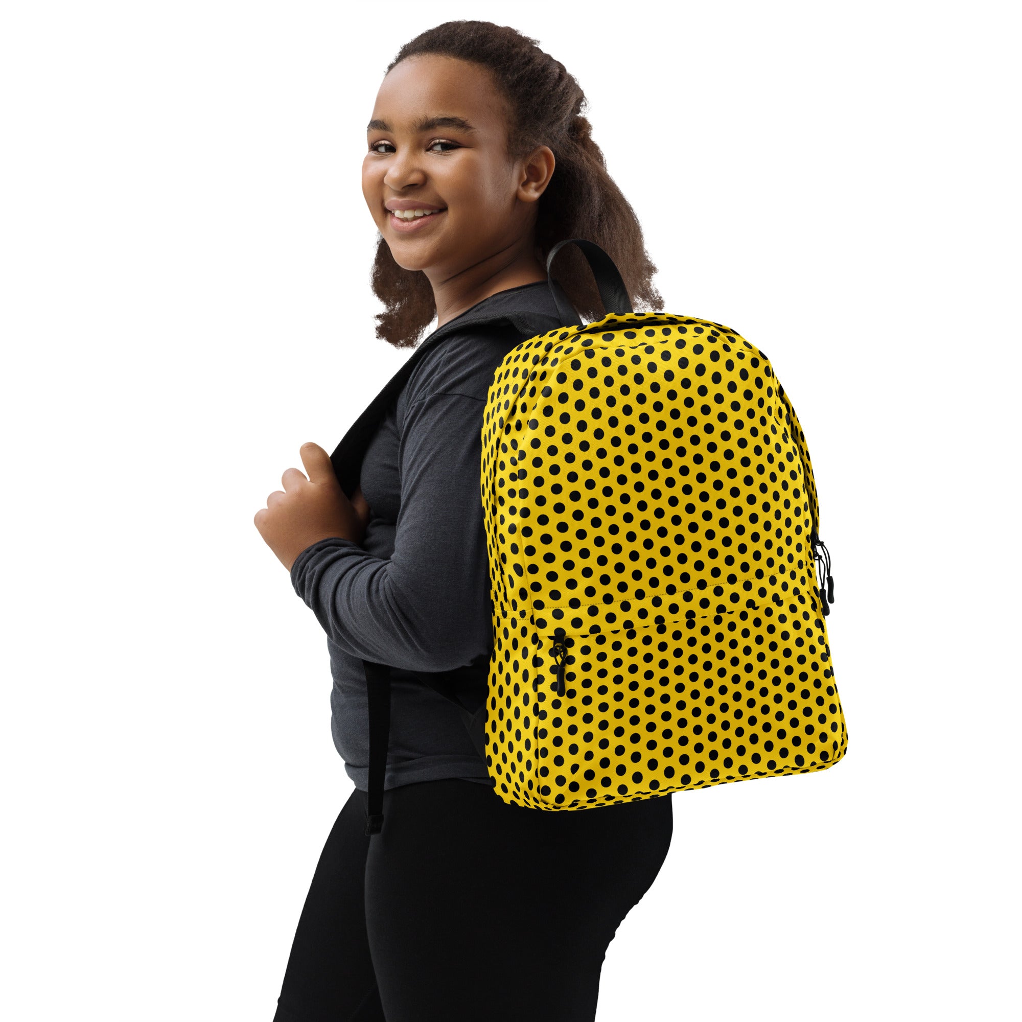 Vintage Black Polka Dot Yellow Summer Backpack