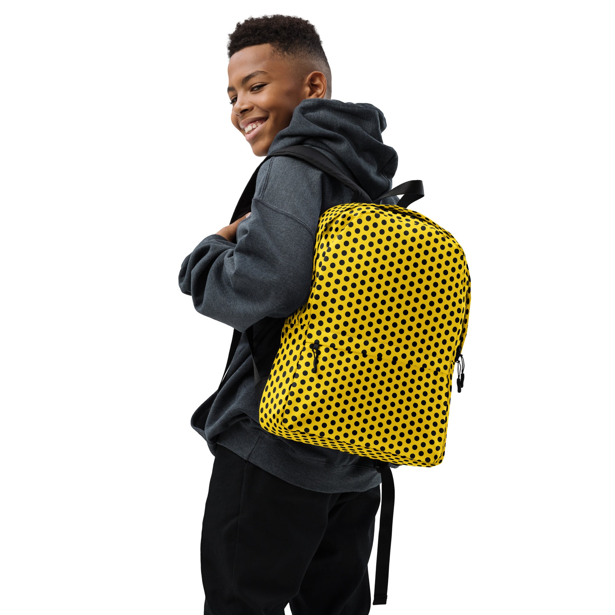 Vintage Black Polka Dot Yellow Summer Backpack