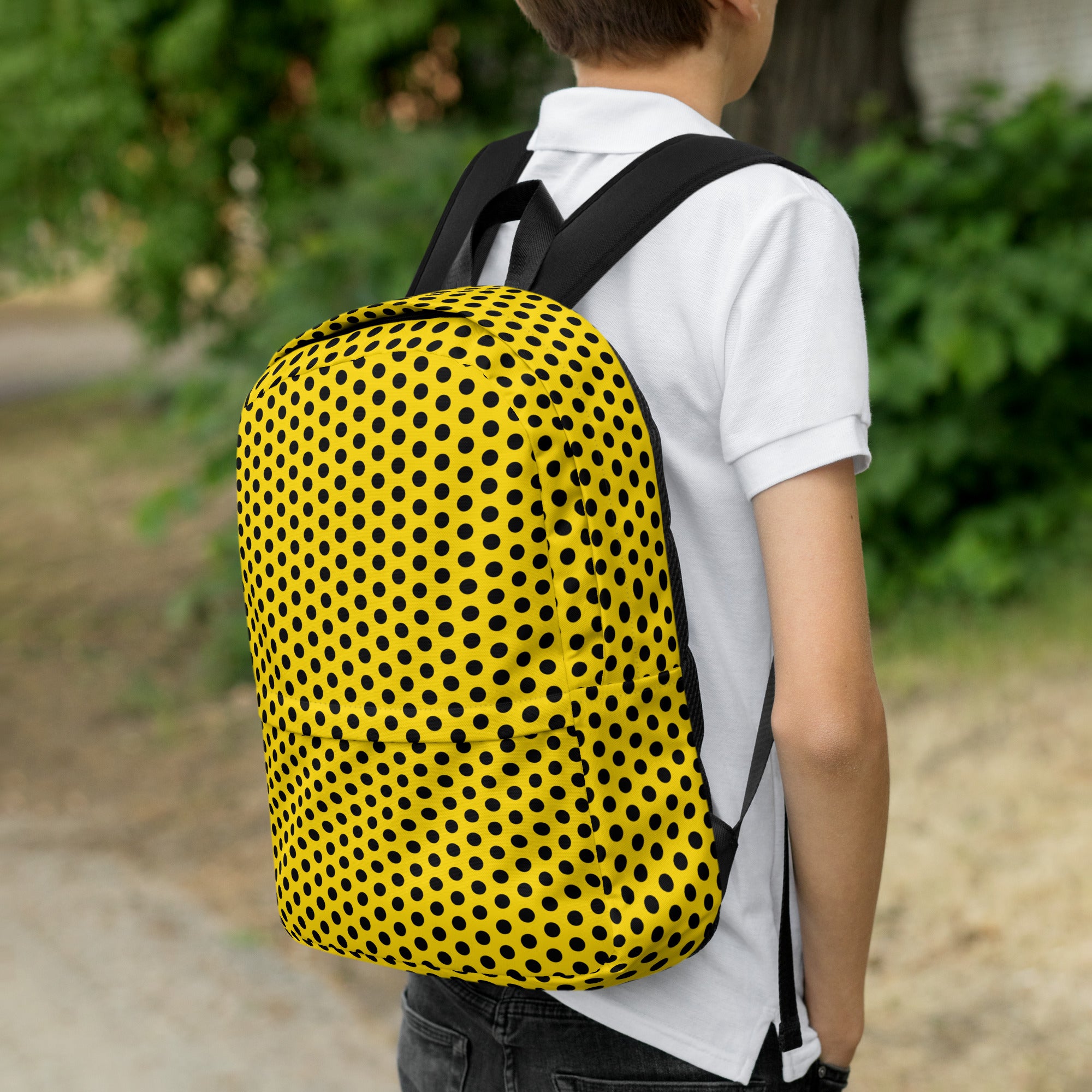 Vintage Black Polka Dot Yellow Summer Backpack