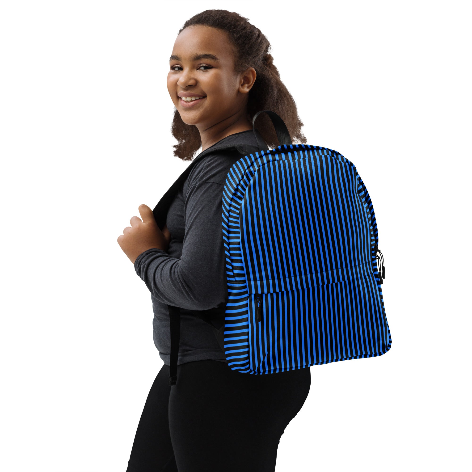 Minimal Black Stripes with Blue Lines Streaks Trendy Backpack
