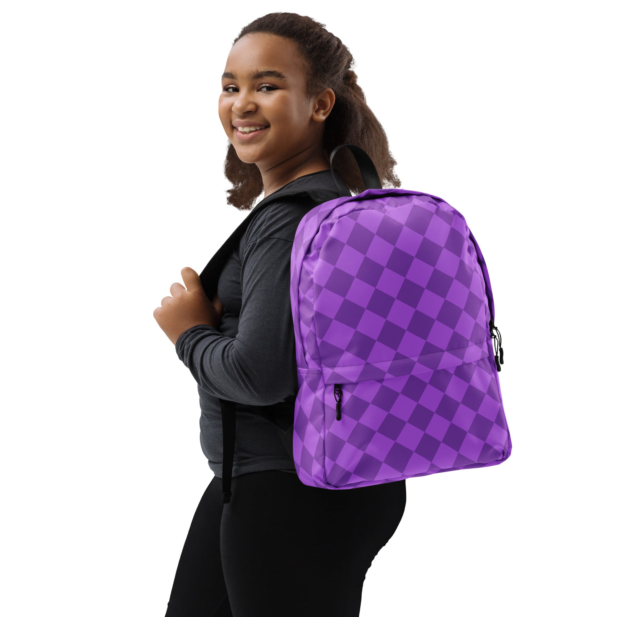 Preppy Lavender Checkered Back to School Purple Backpack