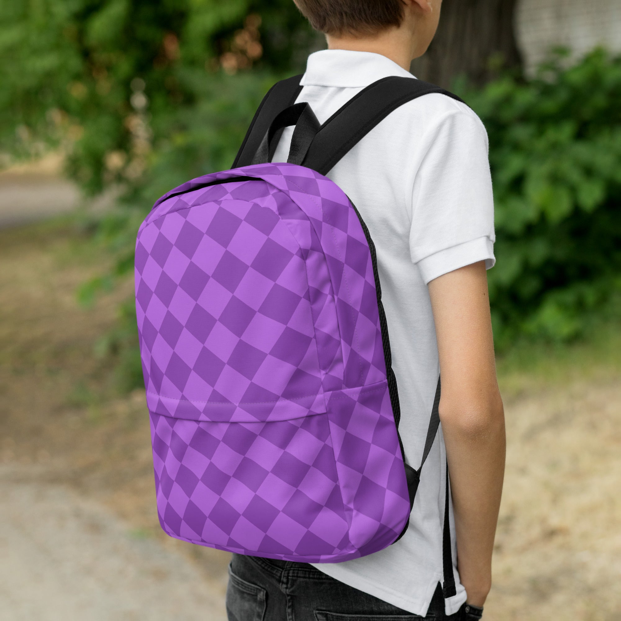 Preppy Lavender Checkered Back to School Purple Backpack