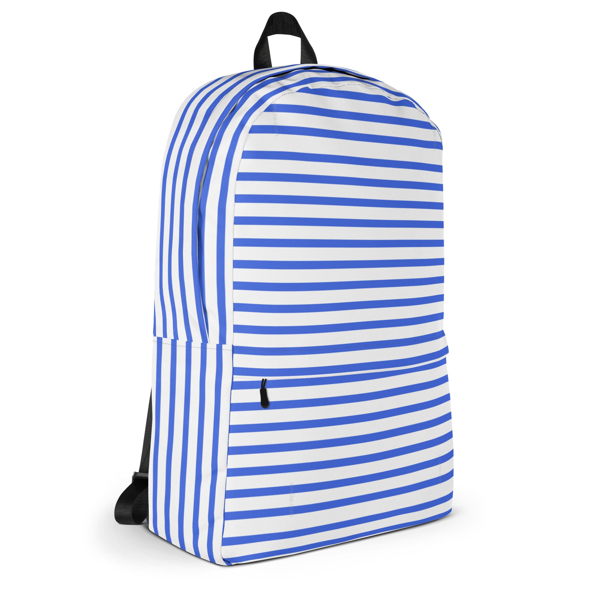 Nautical Striped Blue & White Horizontal Streaks Lines Backpack