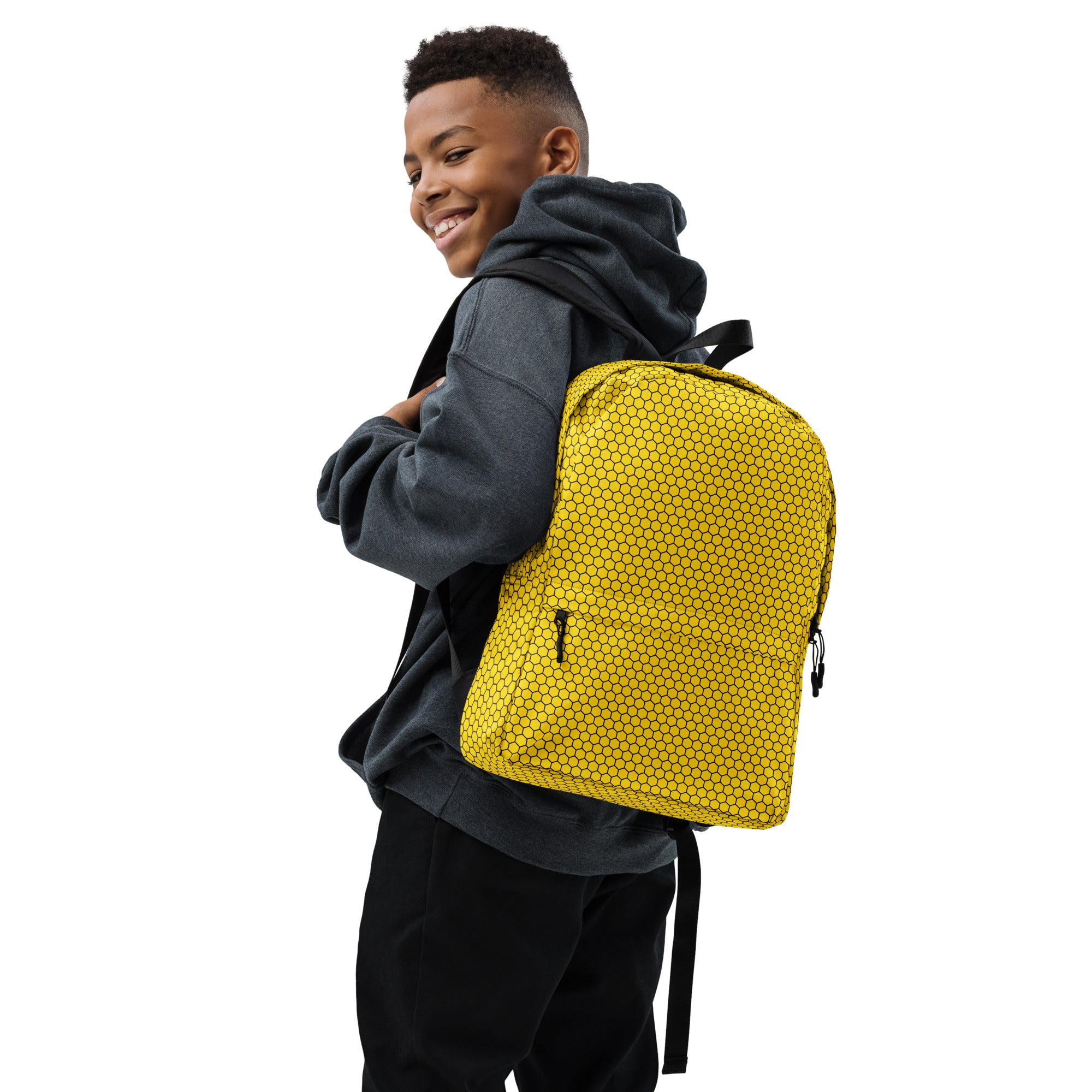 Trendy Bees Hive Honeycomb Yellow Hexagon Geometric Backpack