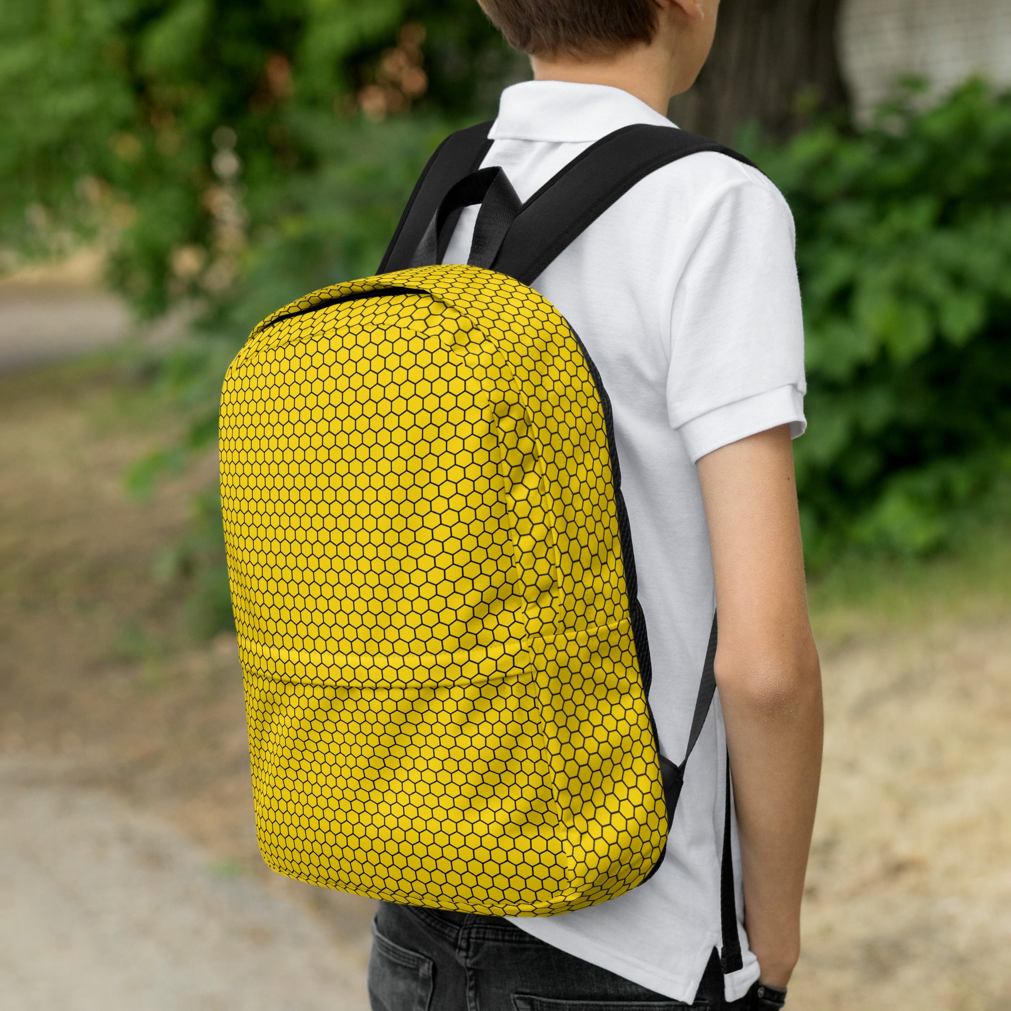 Trendy Bees Hive Honeycomb Yellow Hexagon Geometric Backpack