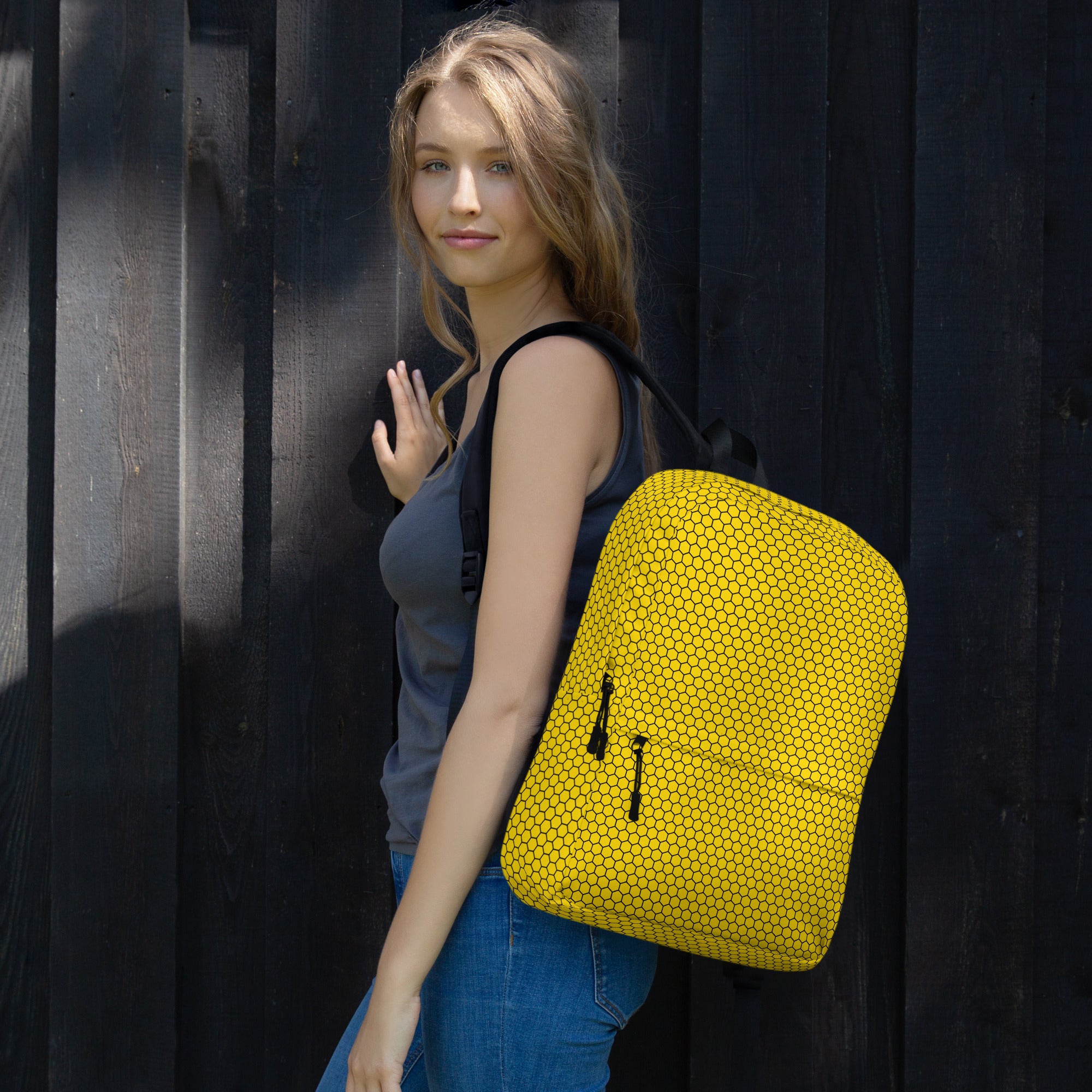 Trendy Bees Hive Honeycomb Yellow Hexagon Geometric Backpack