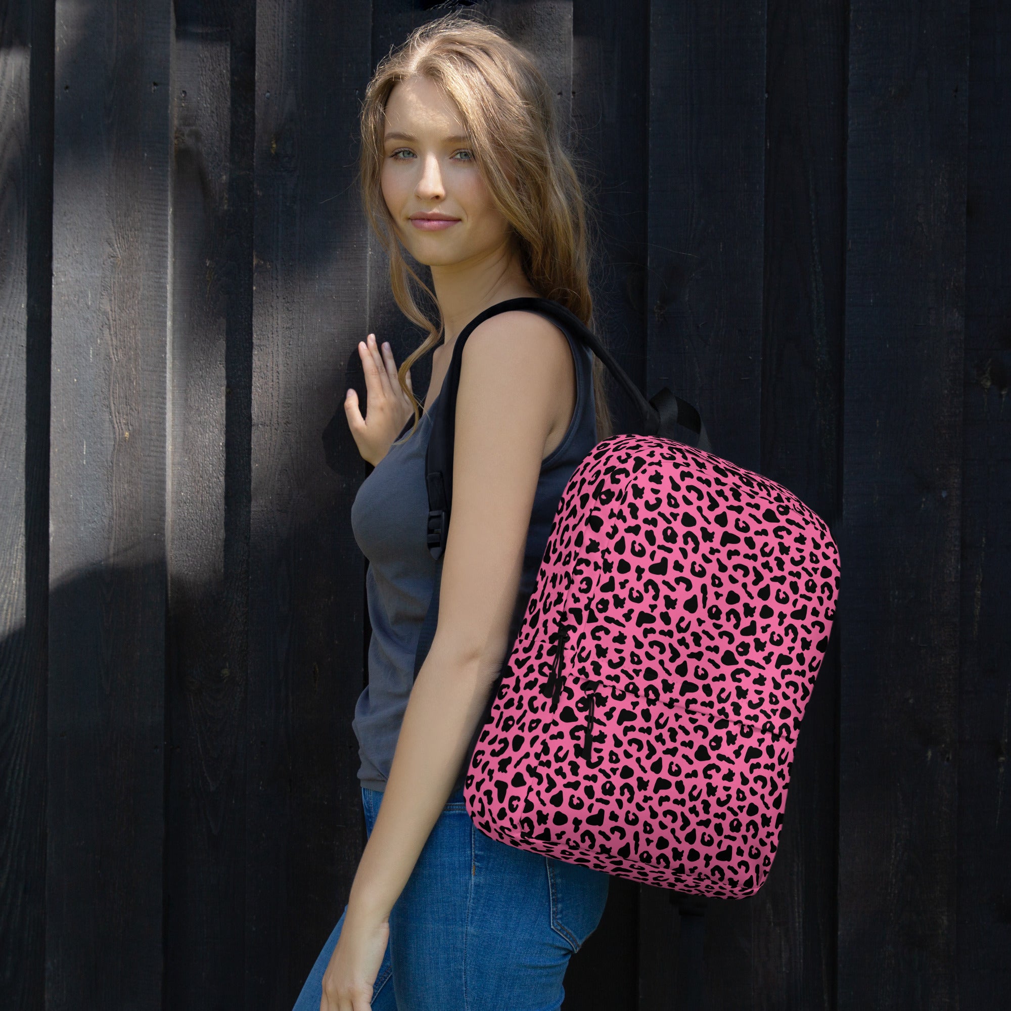 Preppy Pink Cheetah Print Back to School Backpack