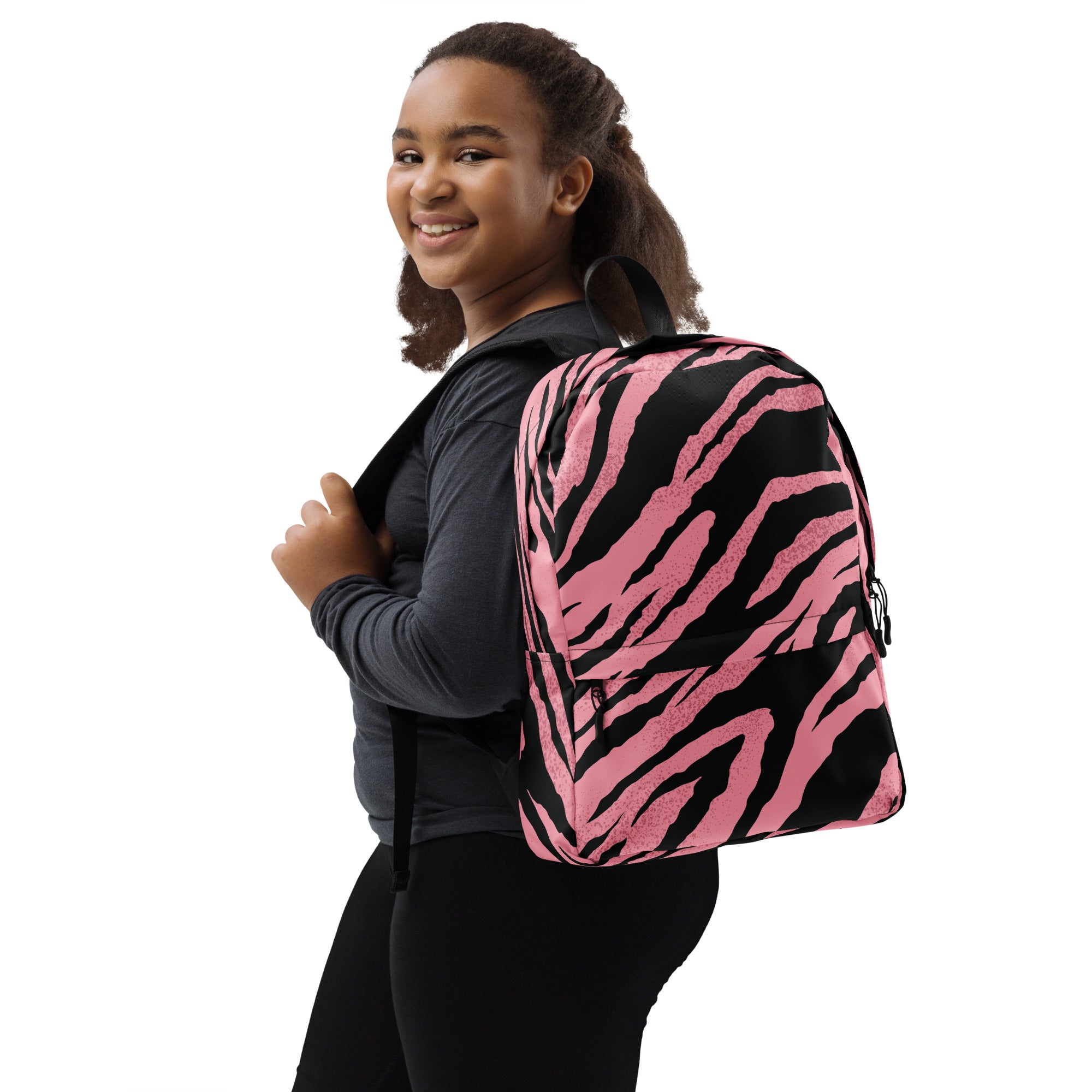Pink Tiger Pattern Animal Print Laptop & Books Backpack