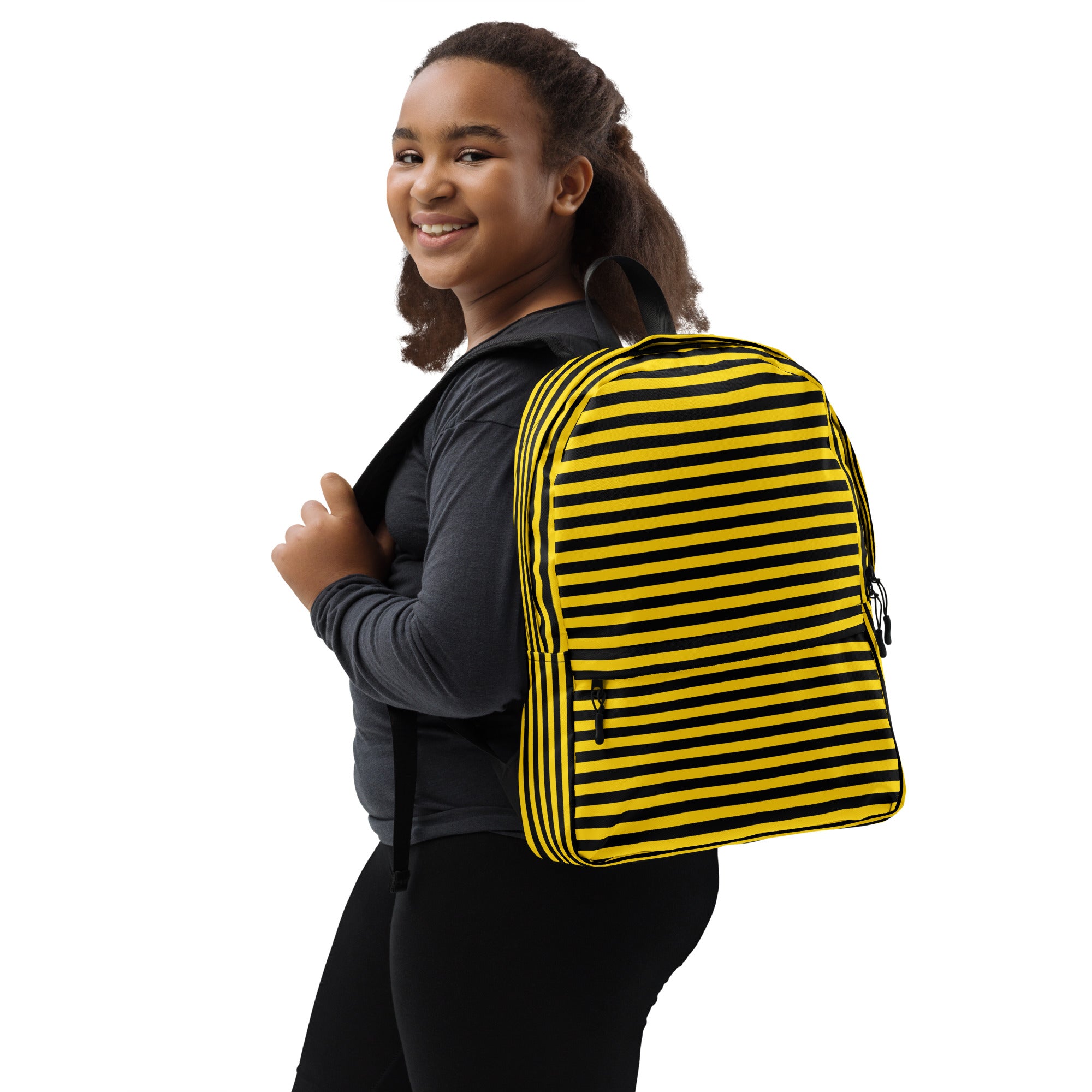 Yellow and Black Honey Bee Inspired Vertical Striped Backpack