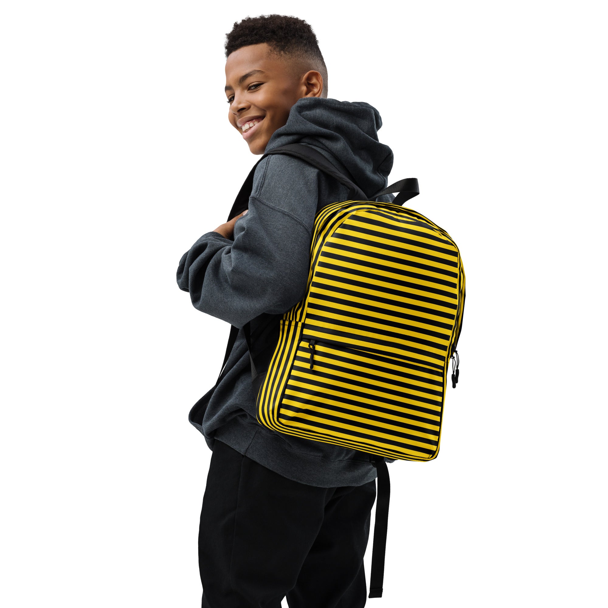 Yellow and Black Honey Bee Inspired Vertical Striped Backpack