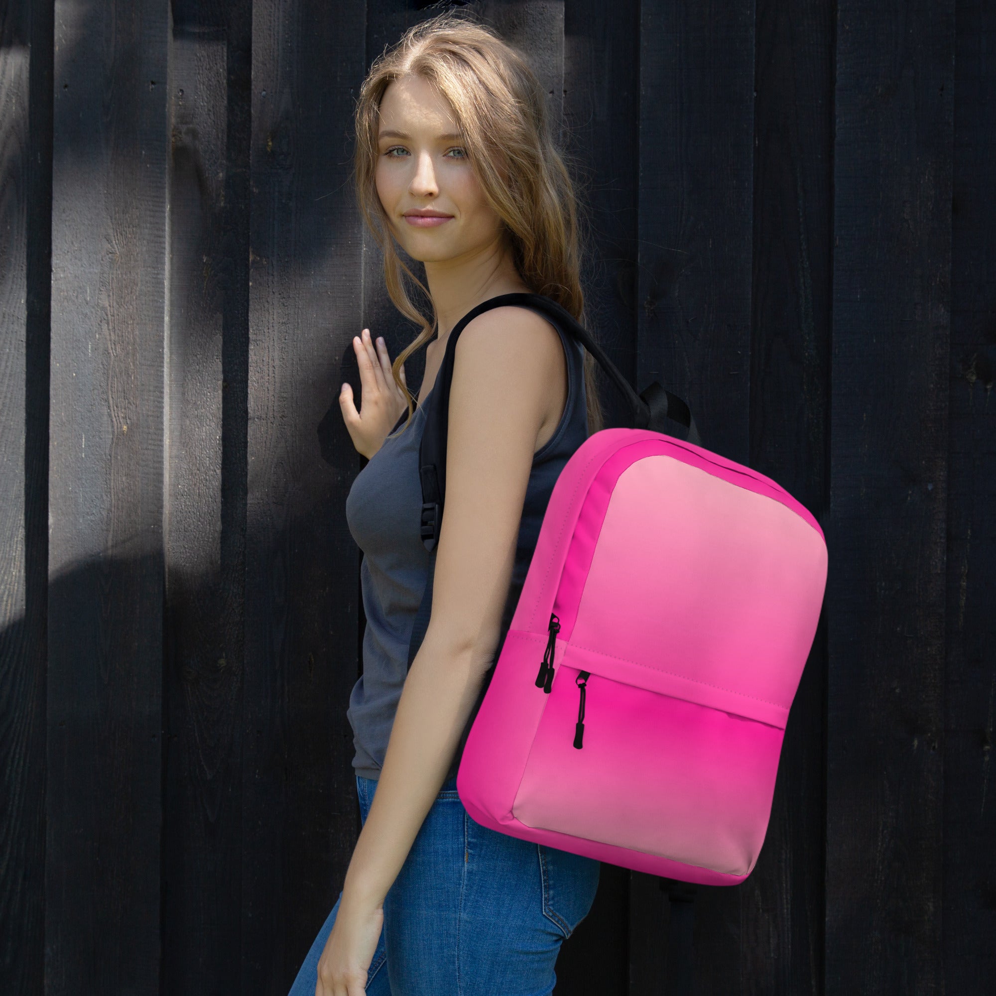 Preppy Pink Gradient Backpack for School & College