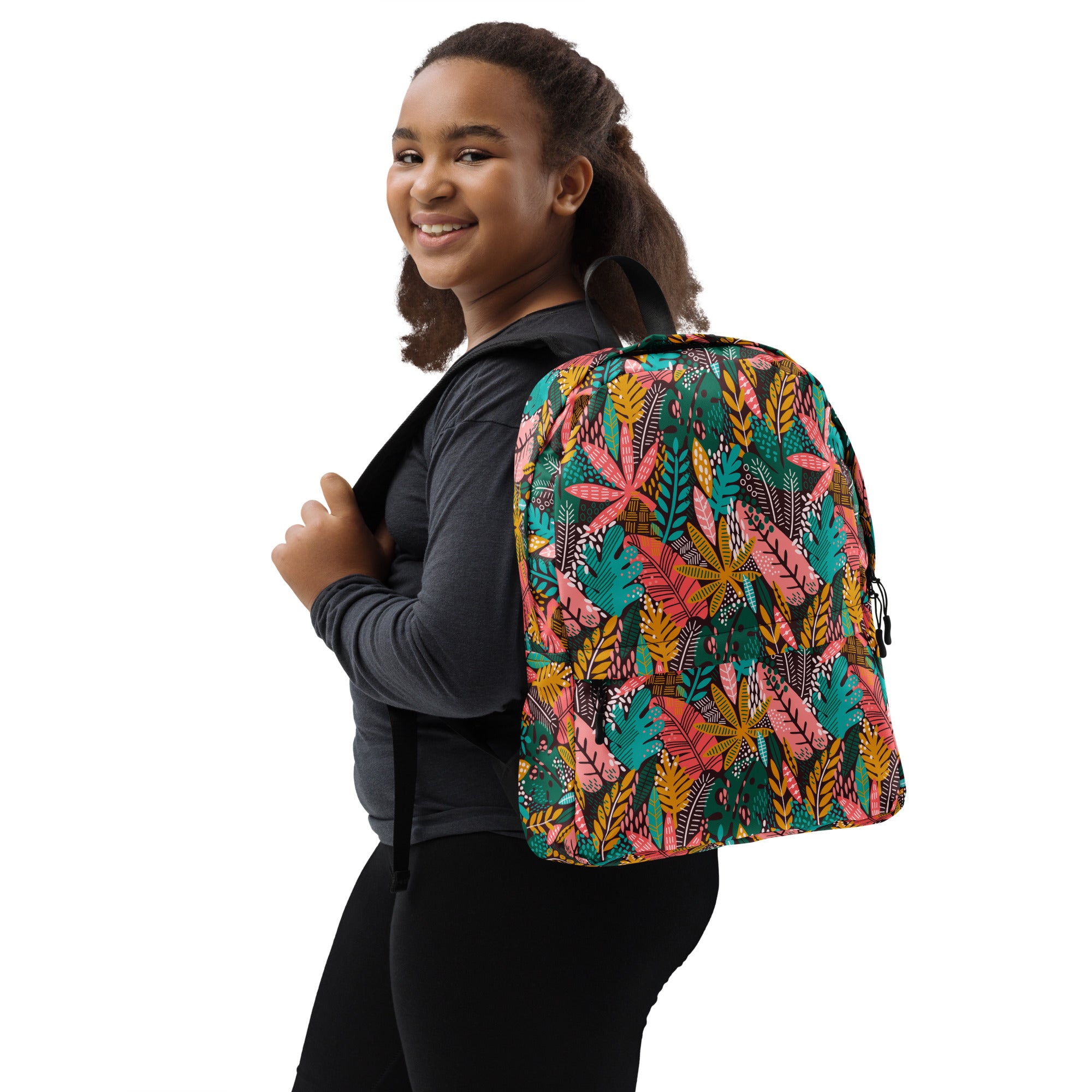 Boho Preppy Style Fall Leaves Pattern Backpack