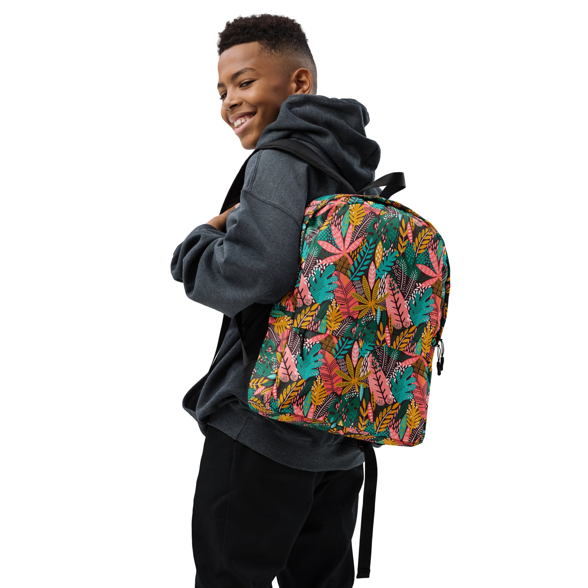 Boho Preppy Style Fall Leaves Pattern Backpack
