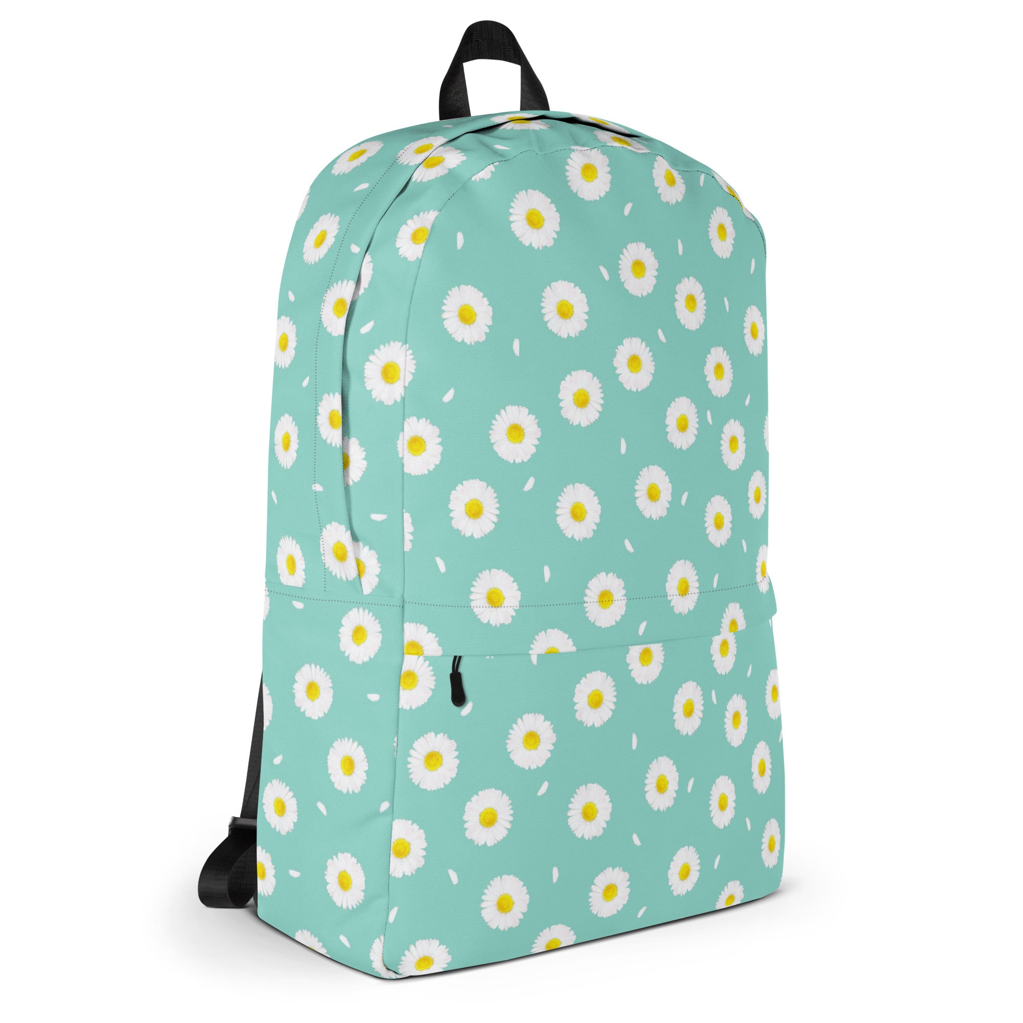 White Daisy Flower Pattern Pastel Blue Summer Backpack
