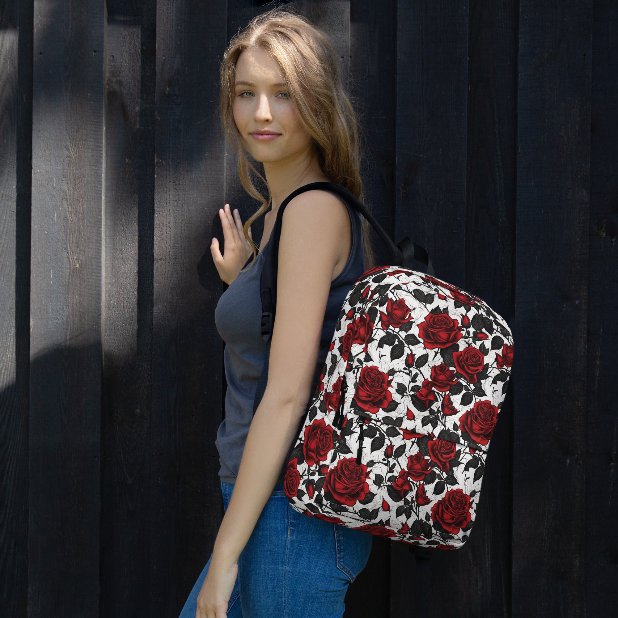 Vintage Style Fairytale Red Rose Backpack