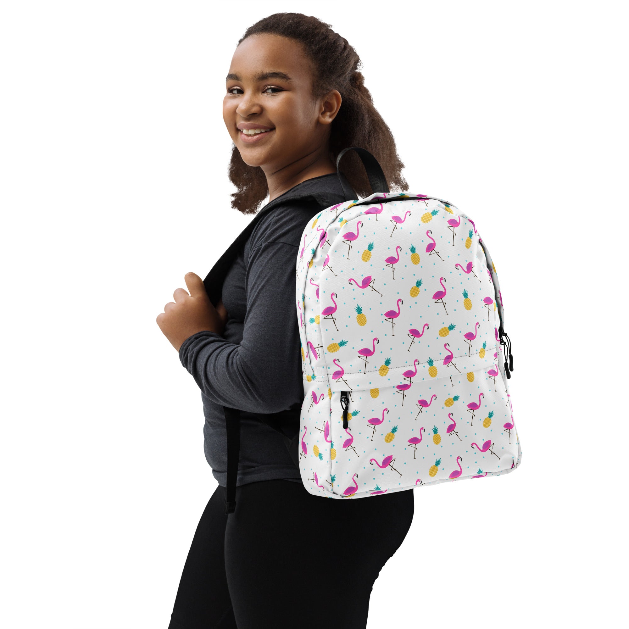 Lightweight Tropical Pineapple Pink Flamingo Summer Backpack