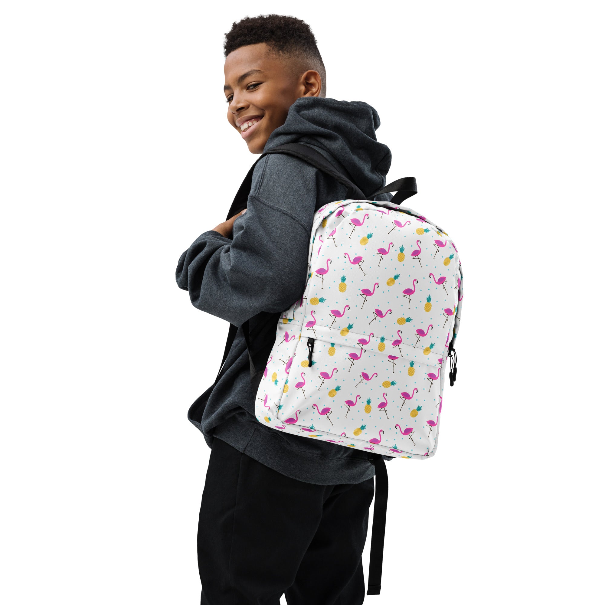 Lightweight Tropical Pineapple Pink Flamingo Summer Backpack