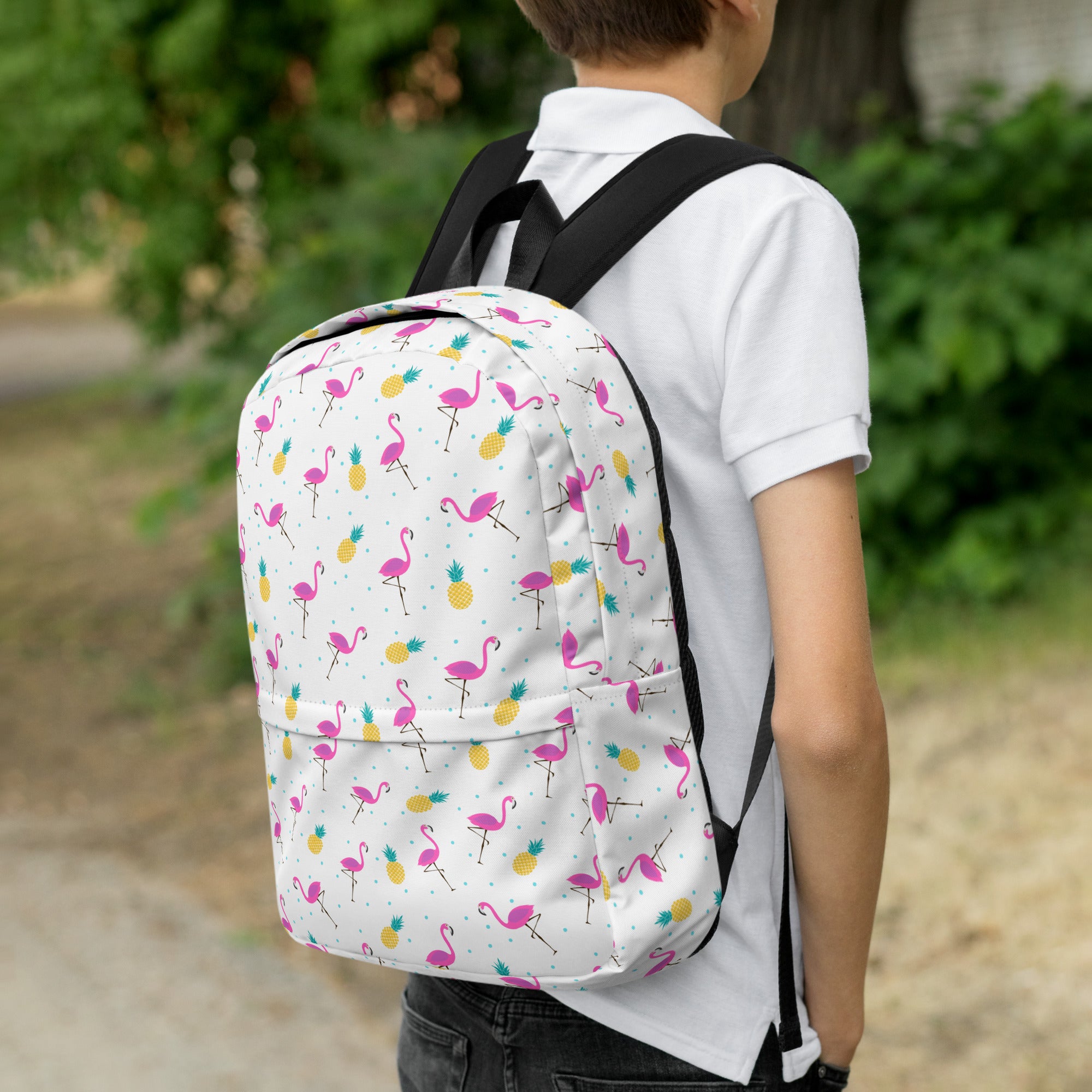 Lightweight Tropical Pineapple Pink Flamingo Summer Backpack