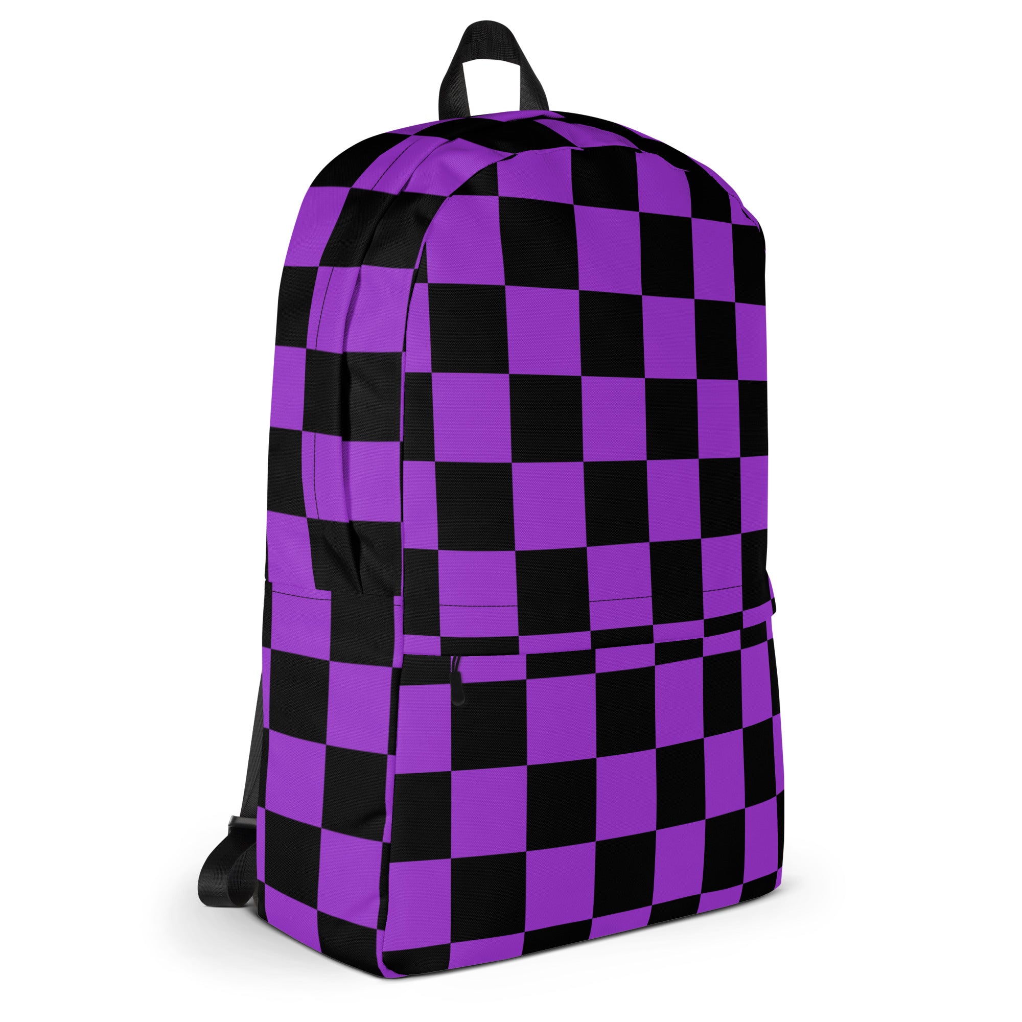 Preppy Purple Checkered Backpack for School & Travel
