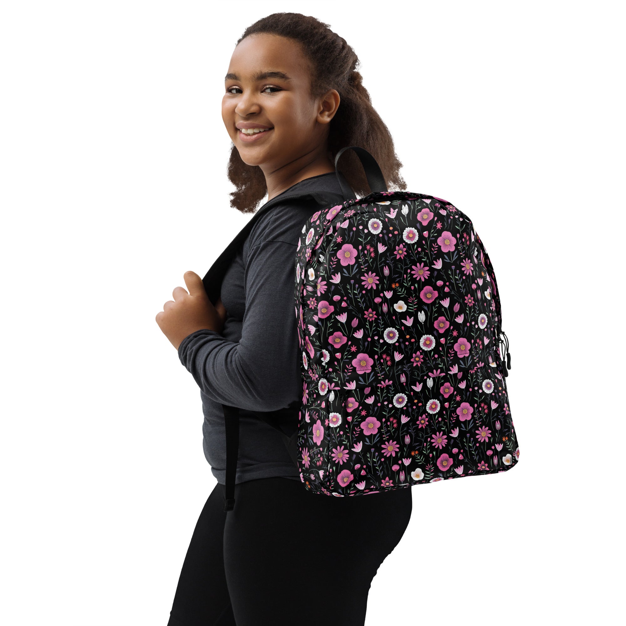 Black Floral Backpack for Laptops Books & School