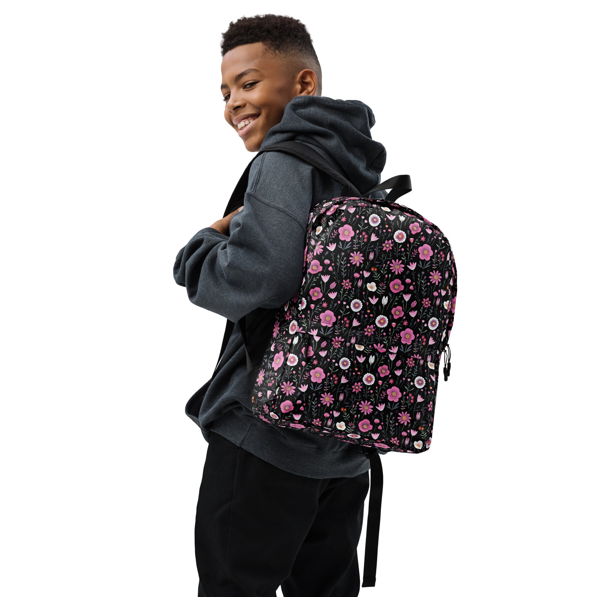 Black Floral Backpack for Laptops Books & School