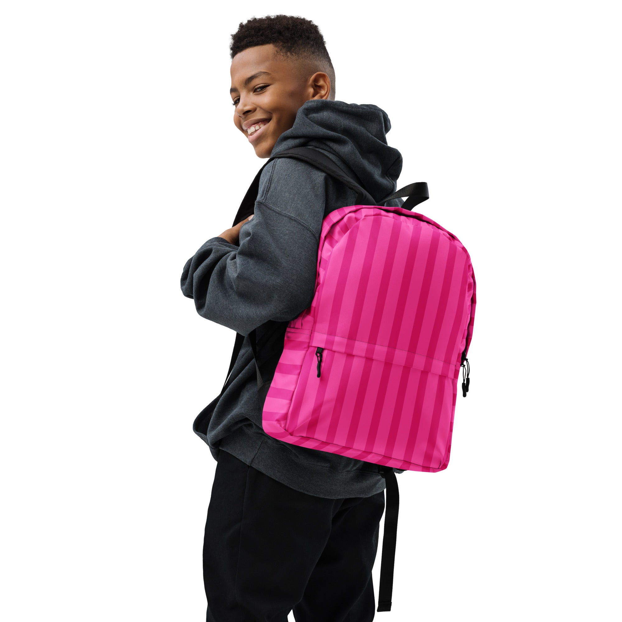 Preppy Aesthetic Pink Bubblegum Striped Statement Backpack