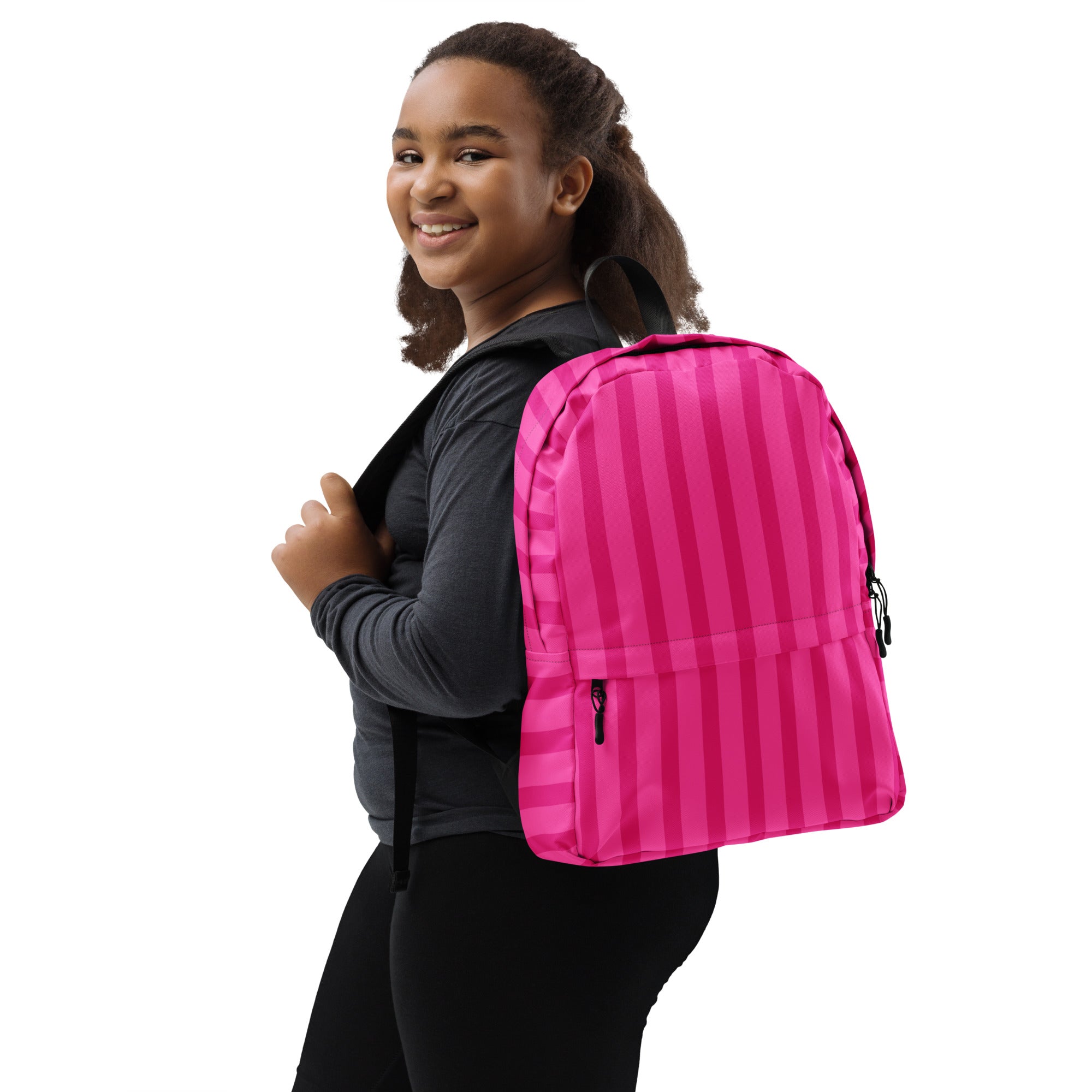 Preppy Aesthetic Pink Bubblegum Striped Statement Backpack