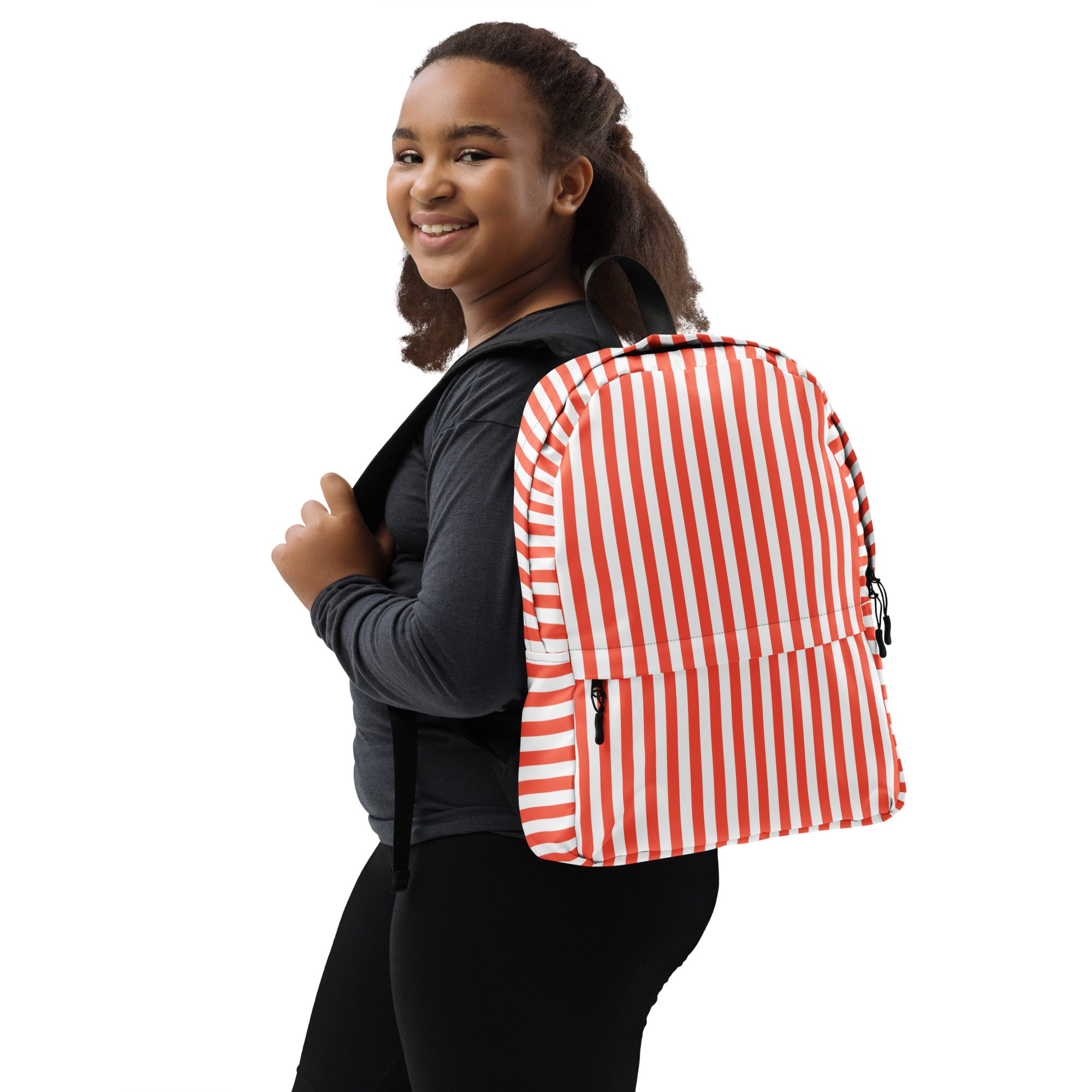 White and Orange Stripes Carry On Travel Backpack