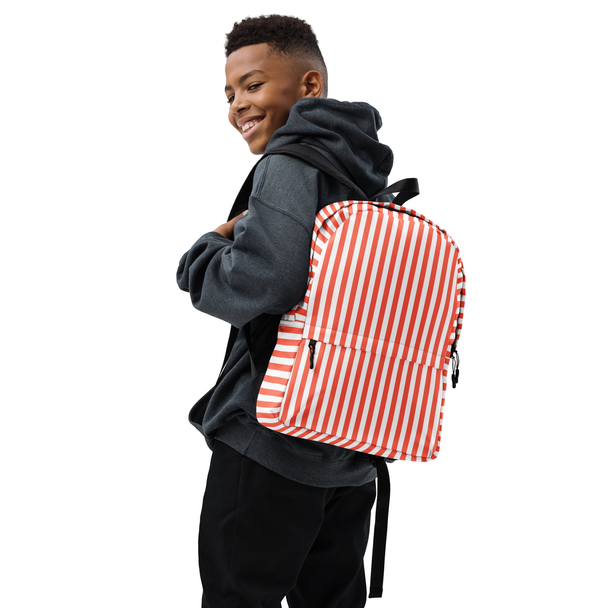 White and Orange Stripes Carry On Travel Backpack