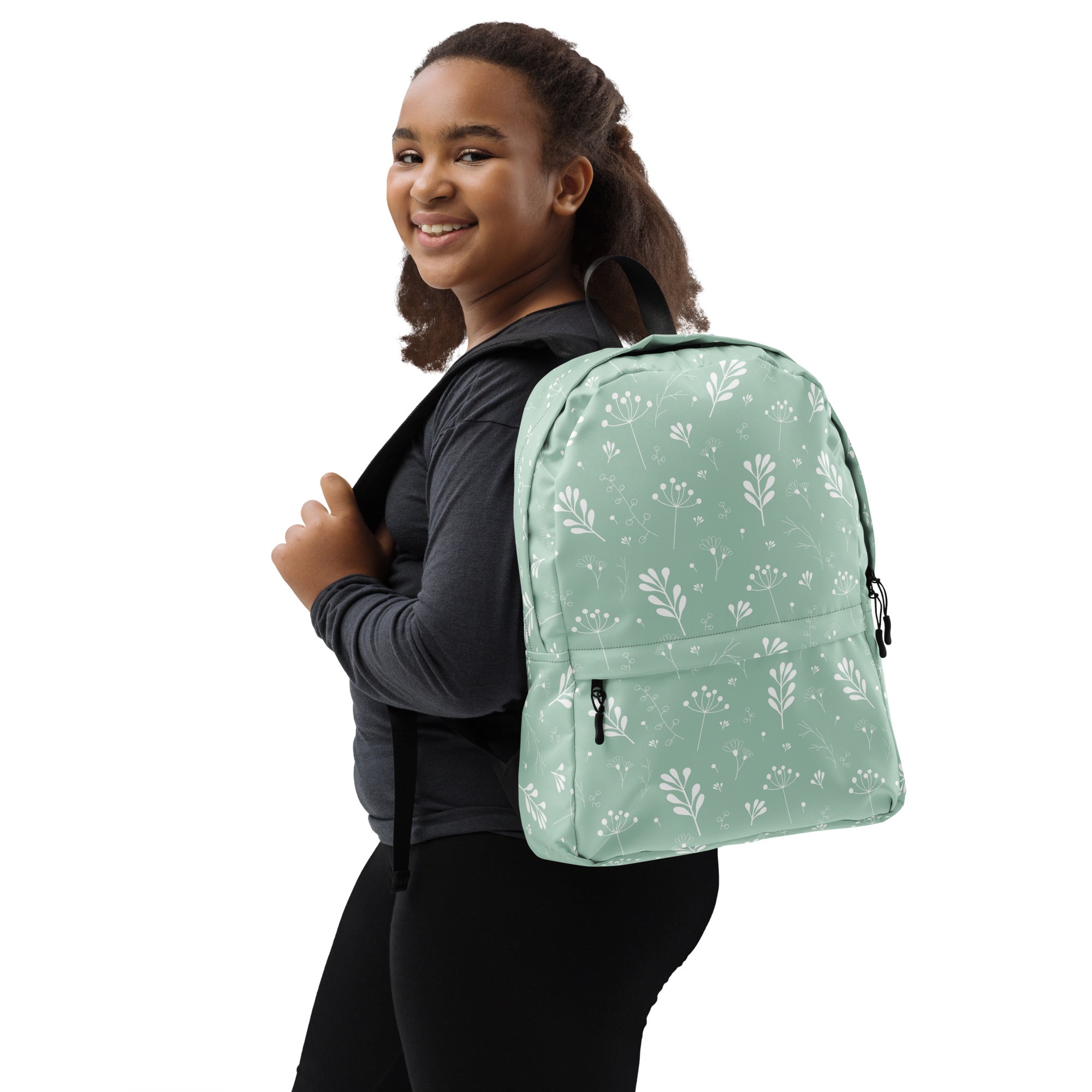 Pastel Green Clean Summer Seamless Floral Backpack