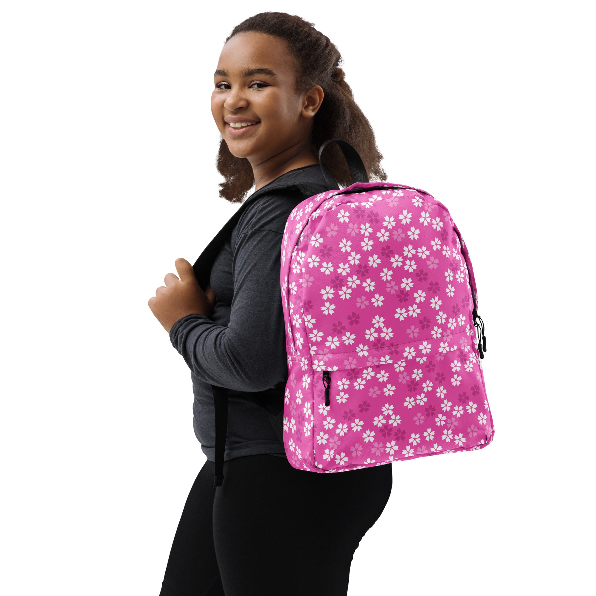 Preppy Pink Floral Blossom Seamless Pattern Backpack