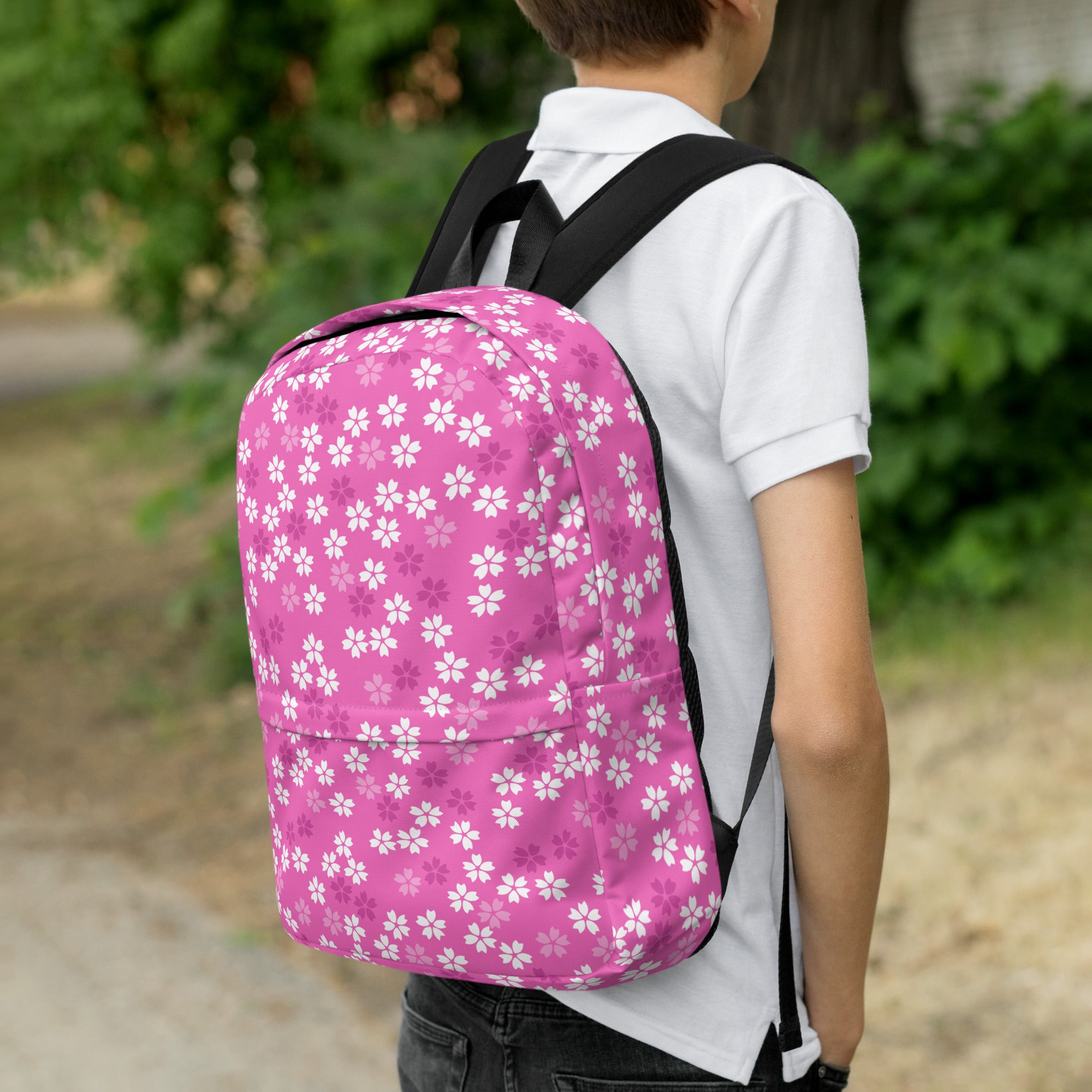 Preppy Pink Floral Blossom Seamless Pattern Backpack
