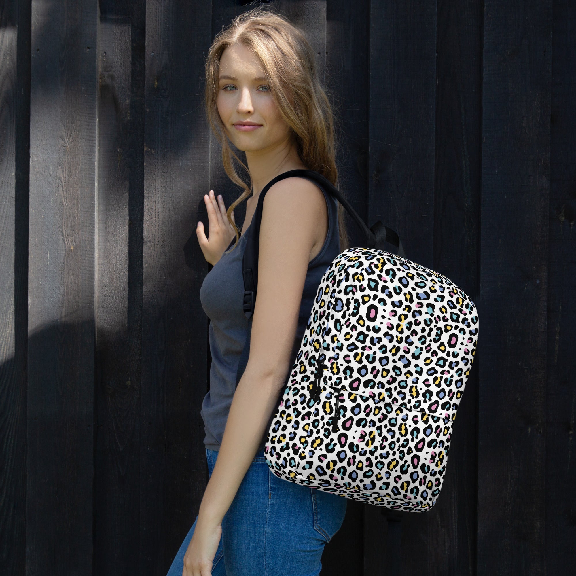 Colorful Leopard Print Women Laptop Backpack