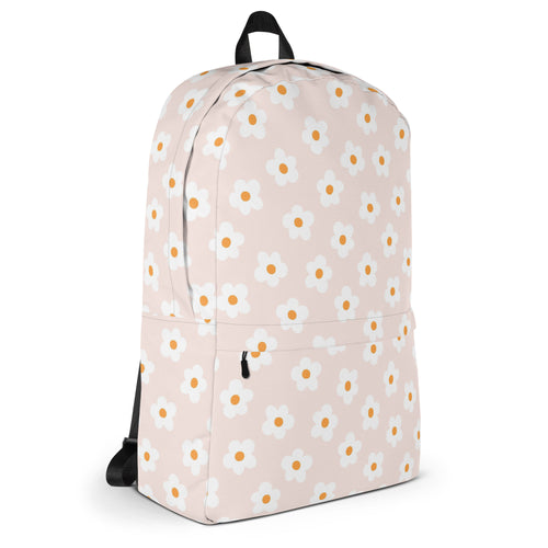 Preppy Pink Minimal Daisy Floral Summer Backpack