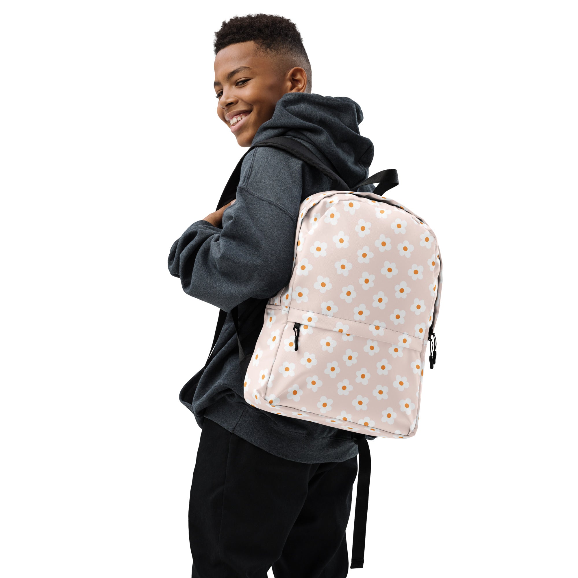 Preppy Pink Minimal Daisy Floral Summer Backpack