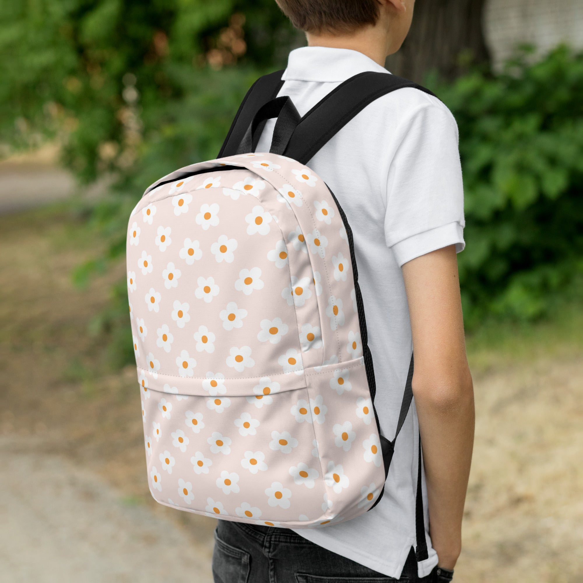 Preppy Pink Minimal Daisy Floral Summer Backpack